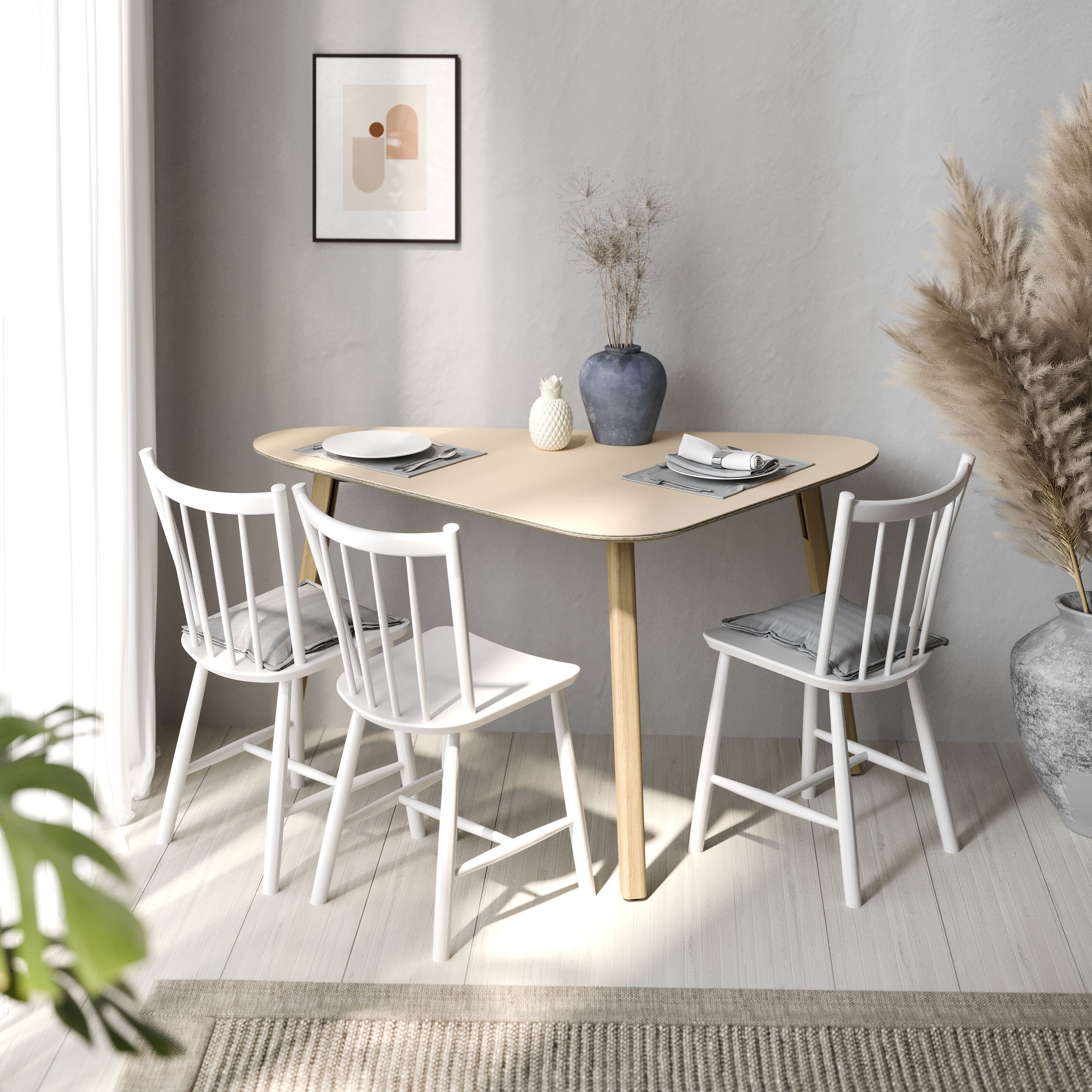 OTTO products Eckschreibtisch Tables, Füße aus mit Linoleum Beschichtung Eiche schöner massiv