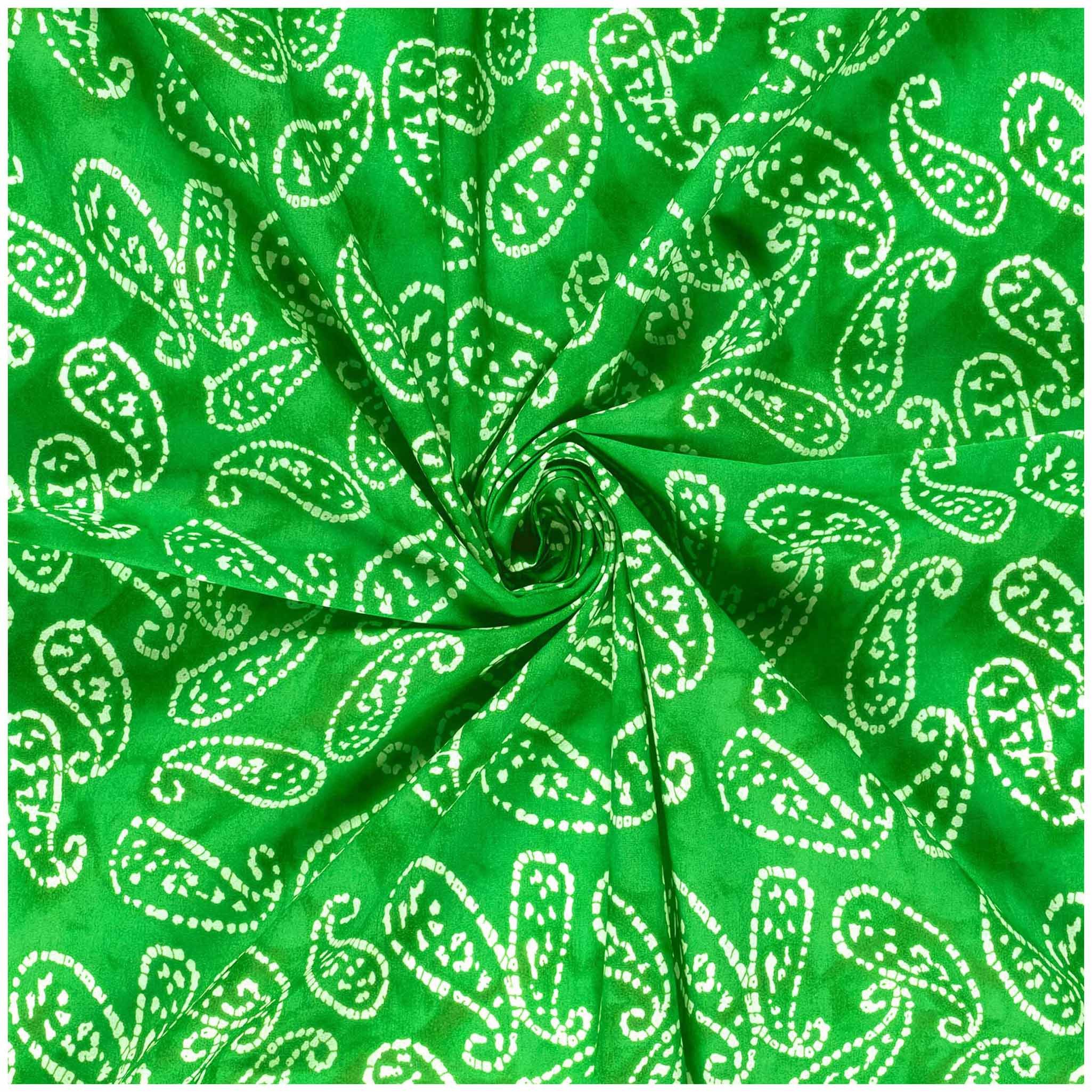 maDDma Stoff Baumwoll-Voile Stoff Paisley Batikmuster Meterware 145cm breite, grün