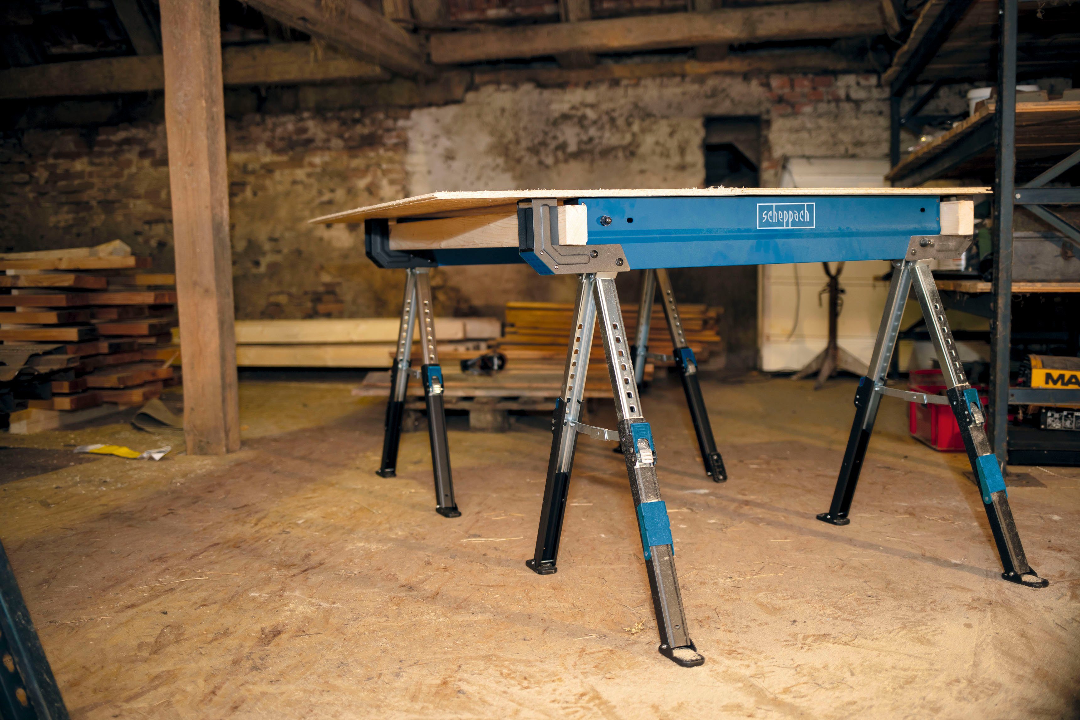 Scheppach Sägebock MWB 600, 589 kg max. Belastbarkeit, 2 Stück, 61,8-82 cm Höhe, je 589 kg Traglast