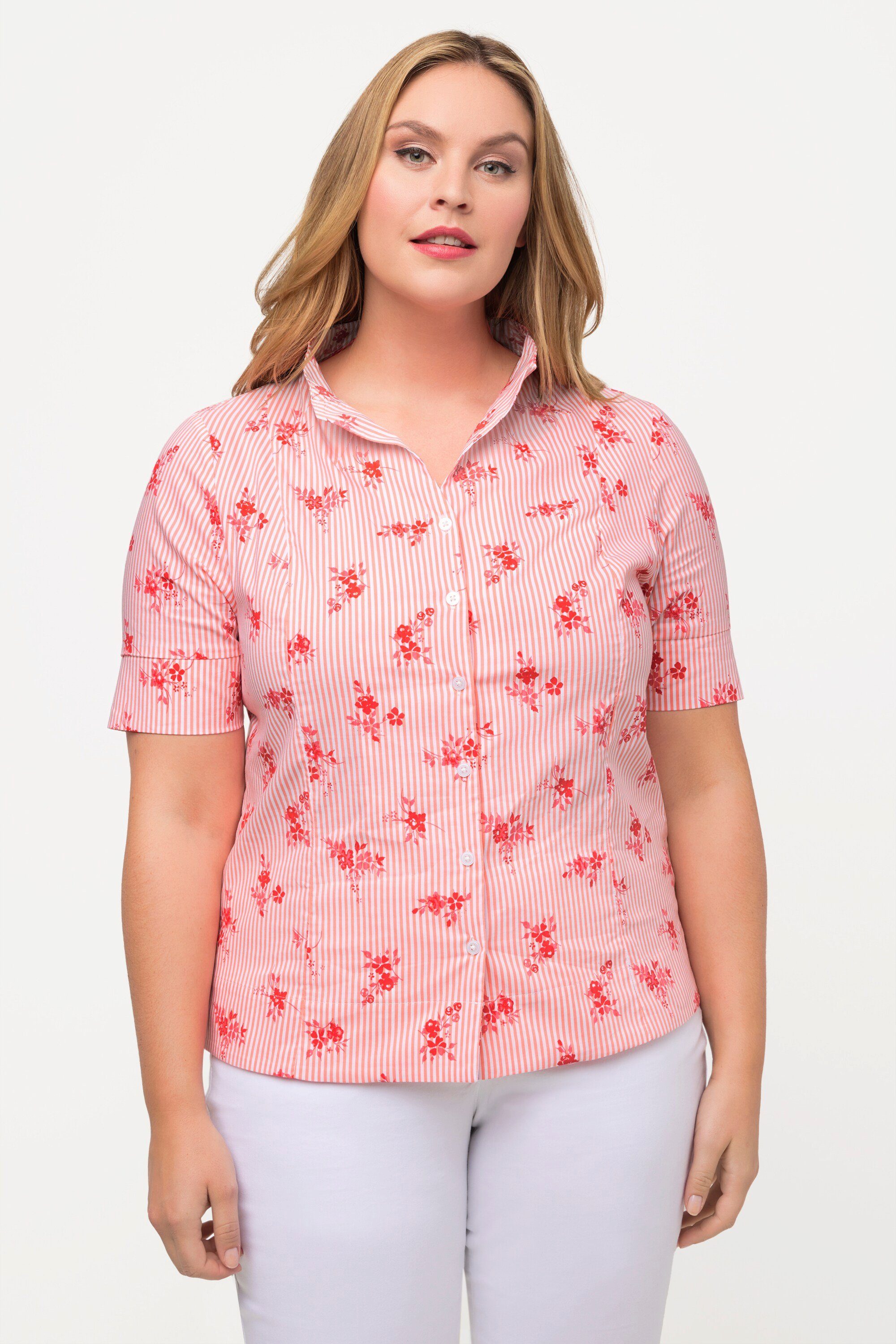 Ulla Popken Longbluse Bluse Blüten Streifen günstig online kaufen