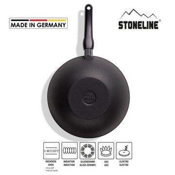 STONELINE Wok pfanne 30 cm, Made in Germany, Kokillenguss, mit abnehmbarem, Aluminium