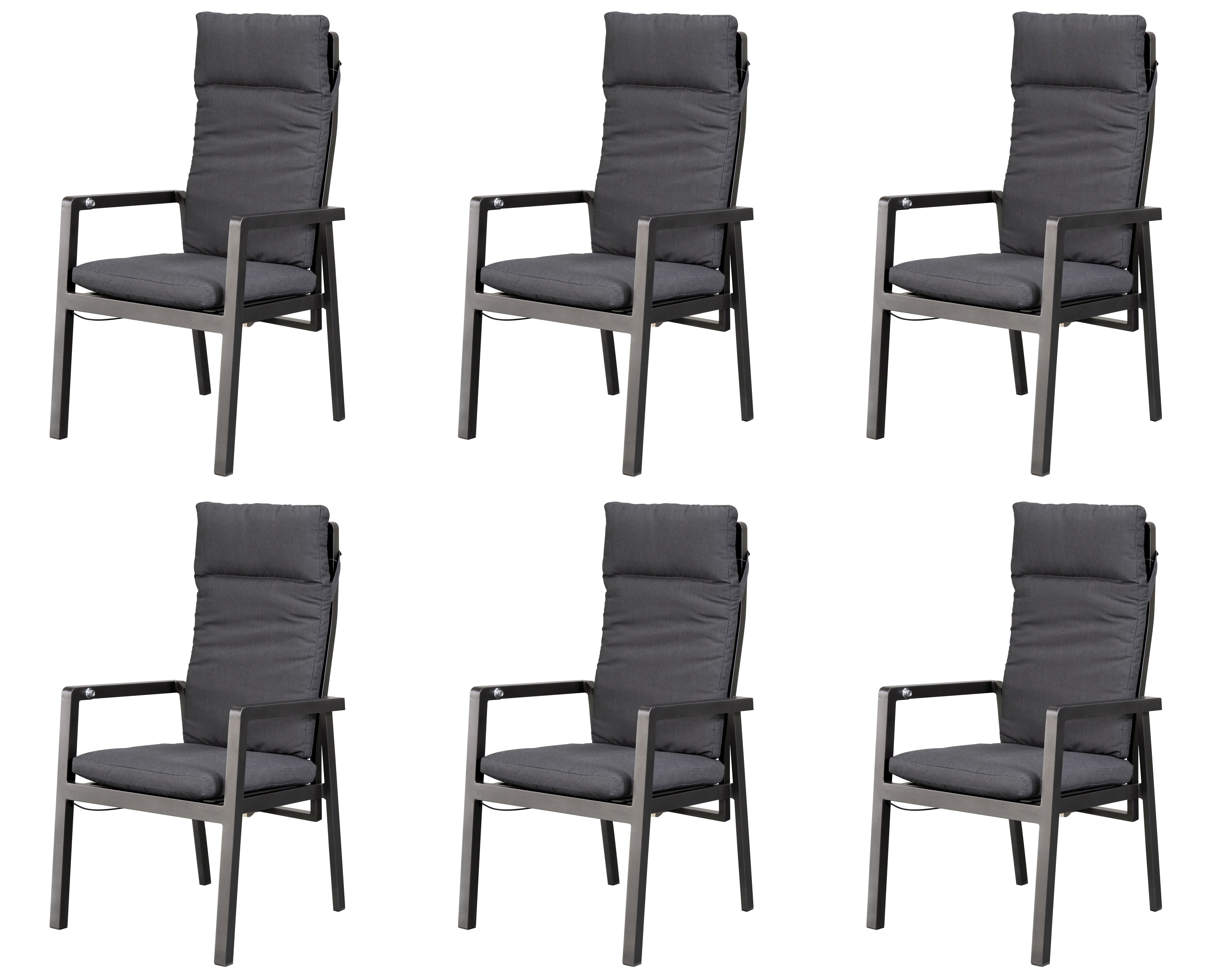 Gardissimo Gartenstuhl 6 er Set Ontario Lounge Stuhl Dining Alu Move Stapelstuhl (Spar-Set), verstellbare Rückenlehne, stapelbar