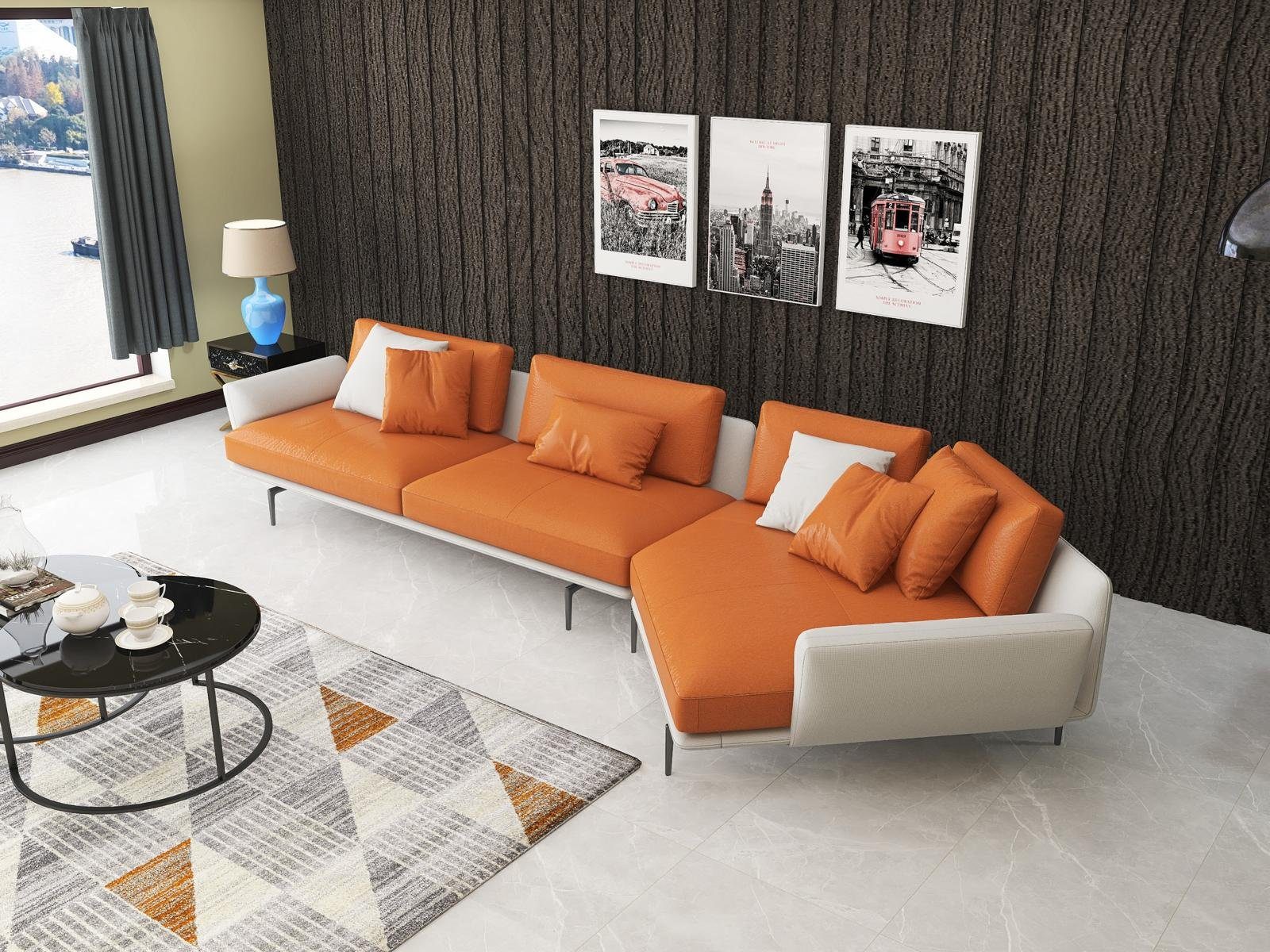 L-Form JVmoebel Europe Orange Couch Stoff Made Ecksofa Design, Ecksofa Wohnlandschaft Garnitur in