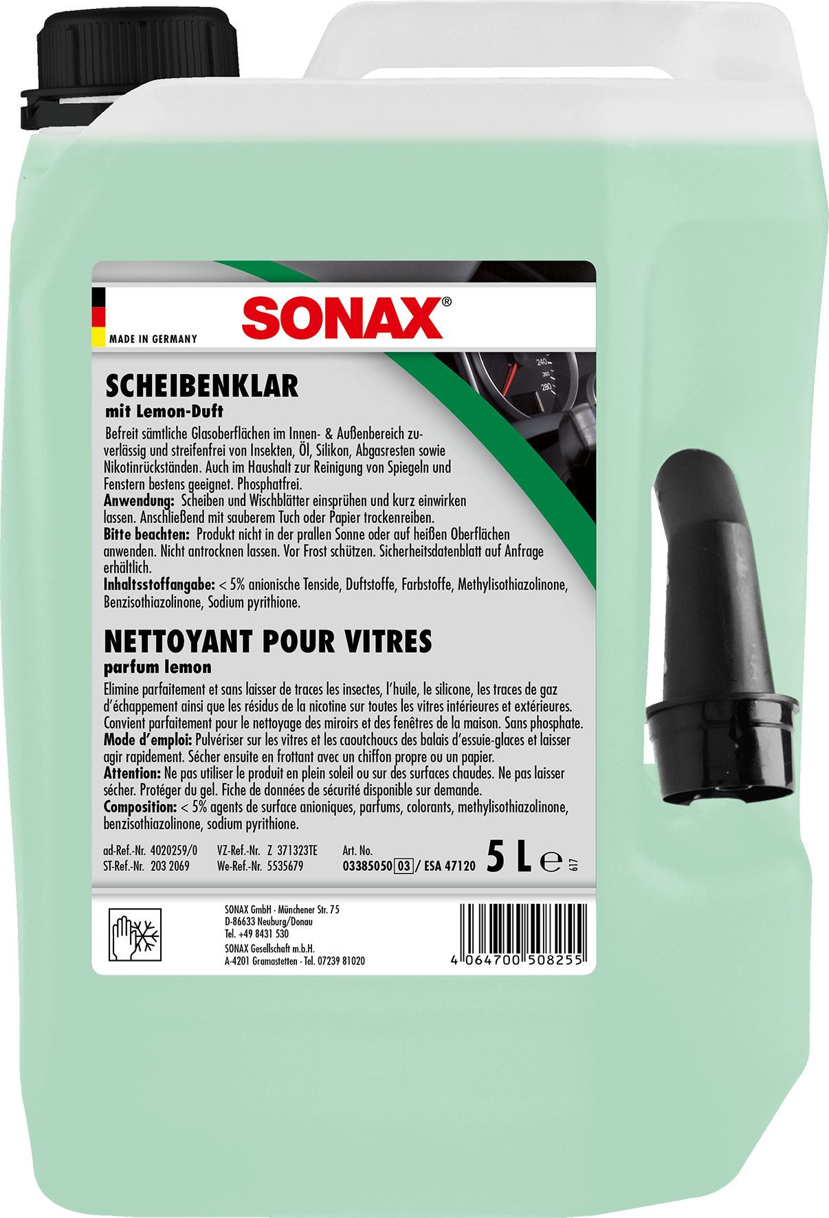 Insekten Entfernen von 5L Sonax Fahrzeugscheiben (1-St) ScheibenKlar SONAX Scheibenreiniger zum von