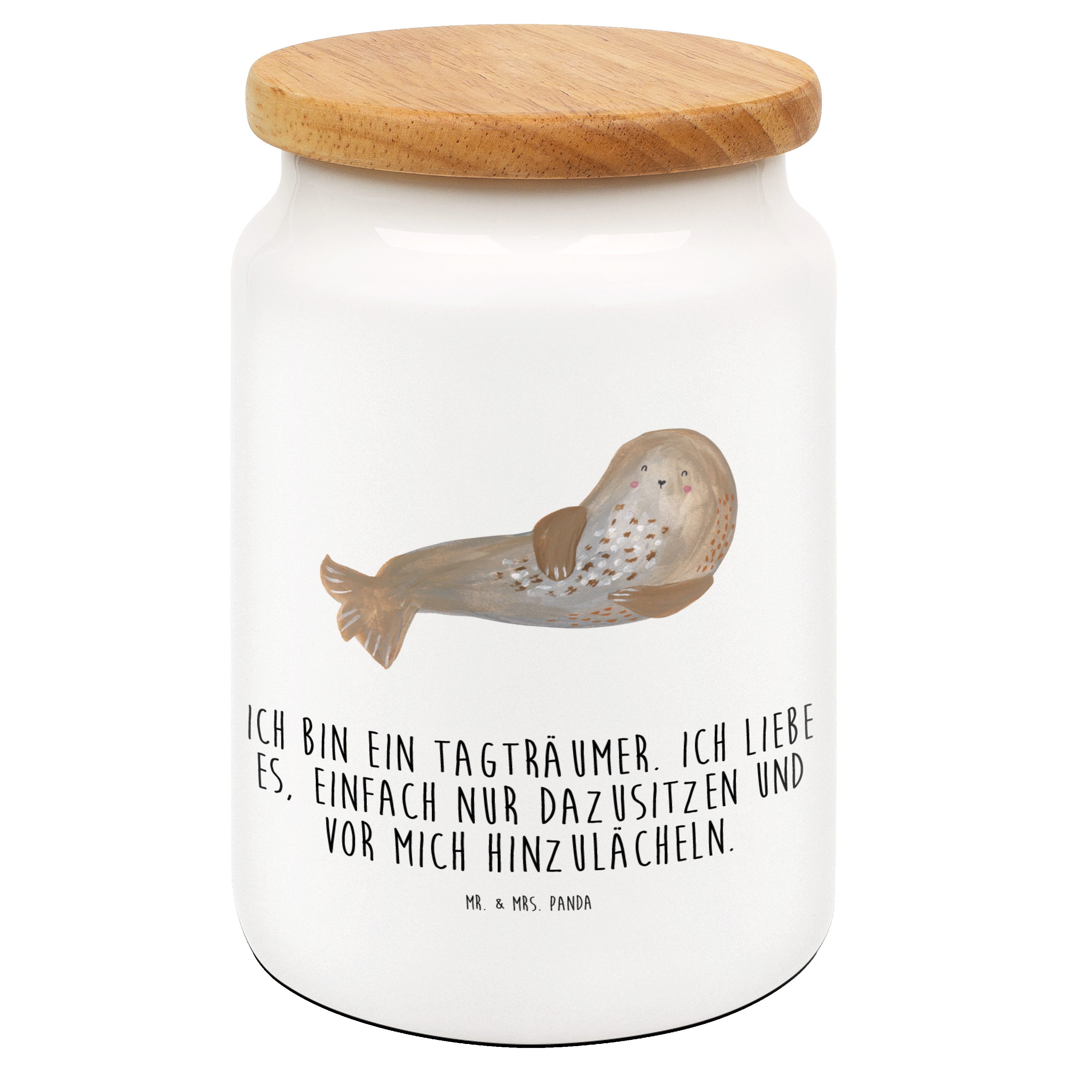 Mr. & Mrs. Panda Vorratsdose Robbe lachend Weiß Geschenk, lustige