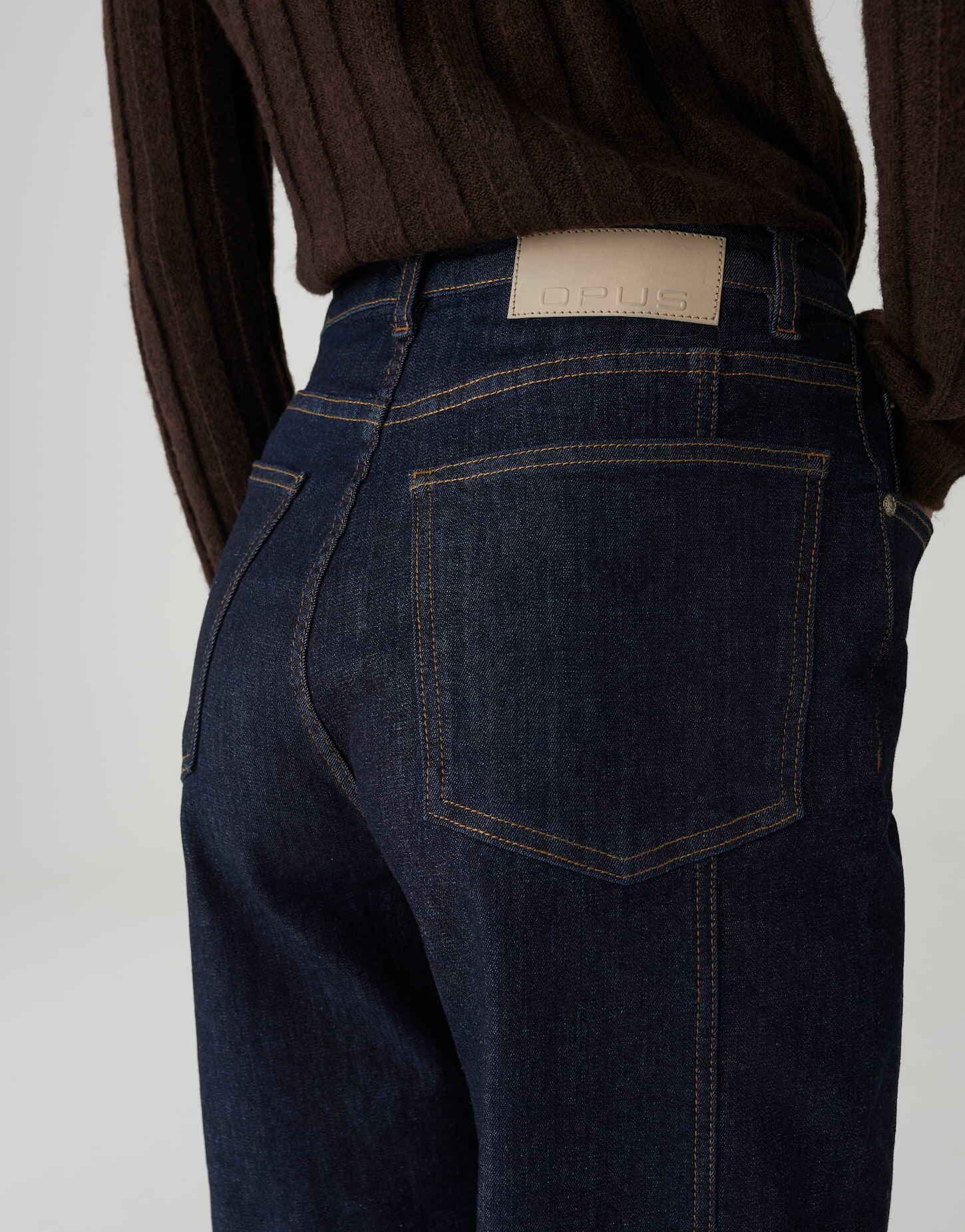 OPUS Weite Jeans MIVA aus BCI Cotton Mix Mid Rise Weiter gerader Beinverlauf, 5-Pocket-Design, verdeckter Zip-Fly