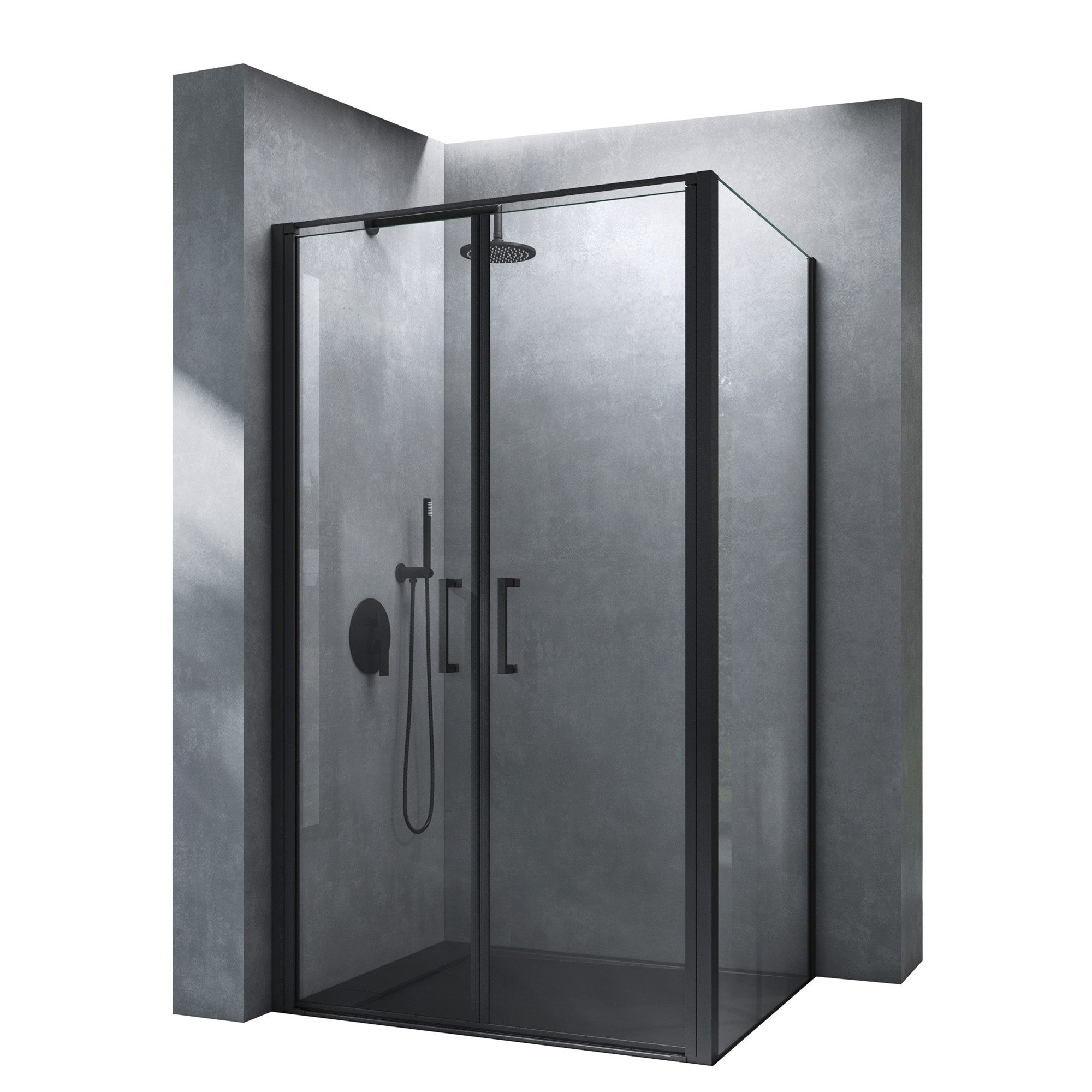 Mai & Mai Eckdusche Duschkabine Schwingtür Schwarz Duschabtrennung ESG mit günstig online kaufen