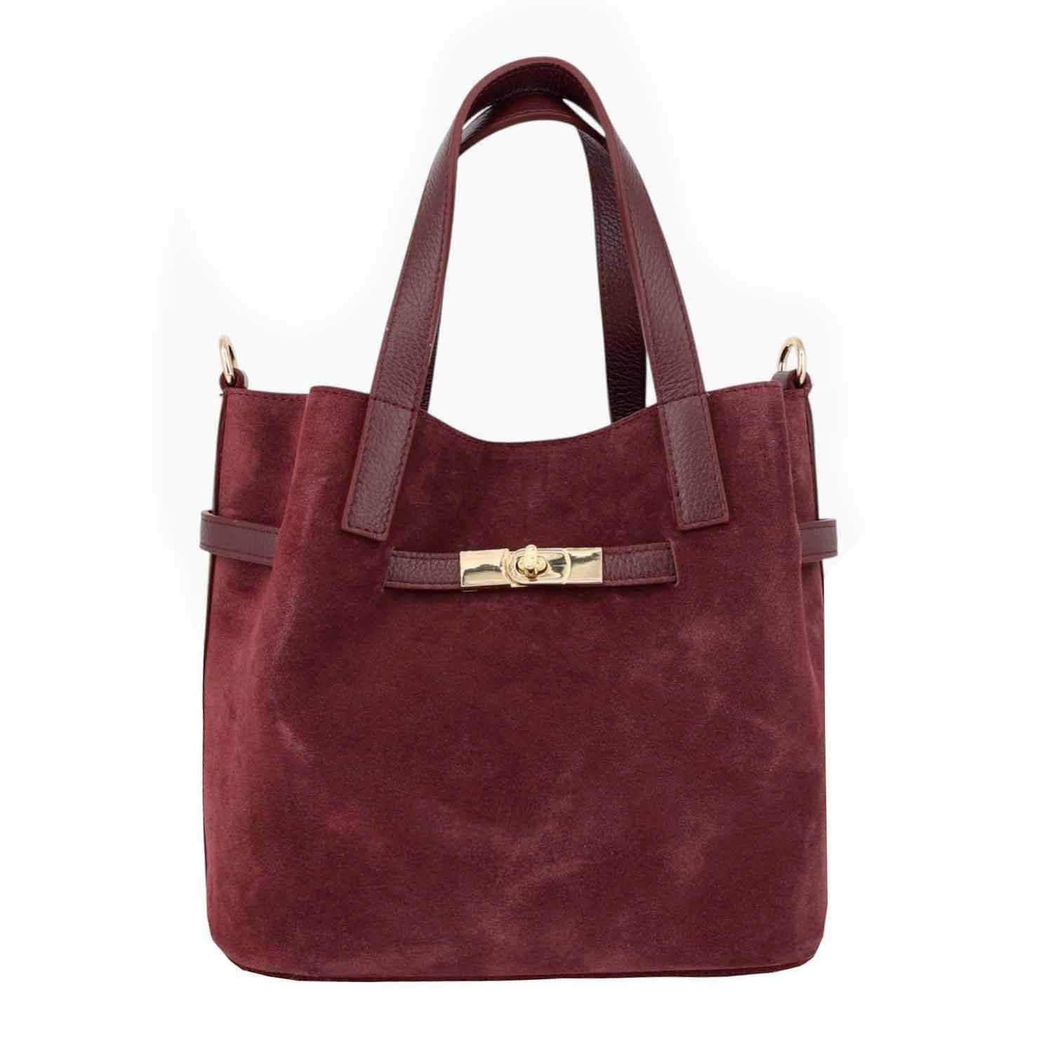ITALYSHOP24 Schultertasche Made in Italy Damen Echt LEDER TASCHE Business Shopper Umhängetasche, Wildleder Tote Bag CrossOver Ledertasche Damentasche Reise Freizeit