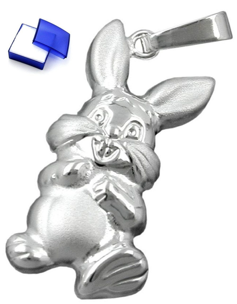 Kettenanhänger Anhänger Hase 925 Silber 20 x 10 mm inkl. kleiner Schmuckbox