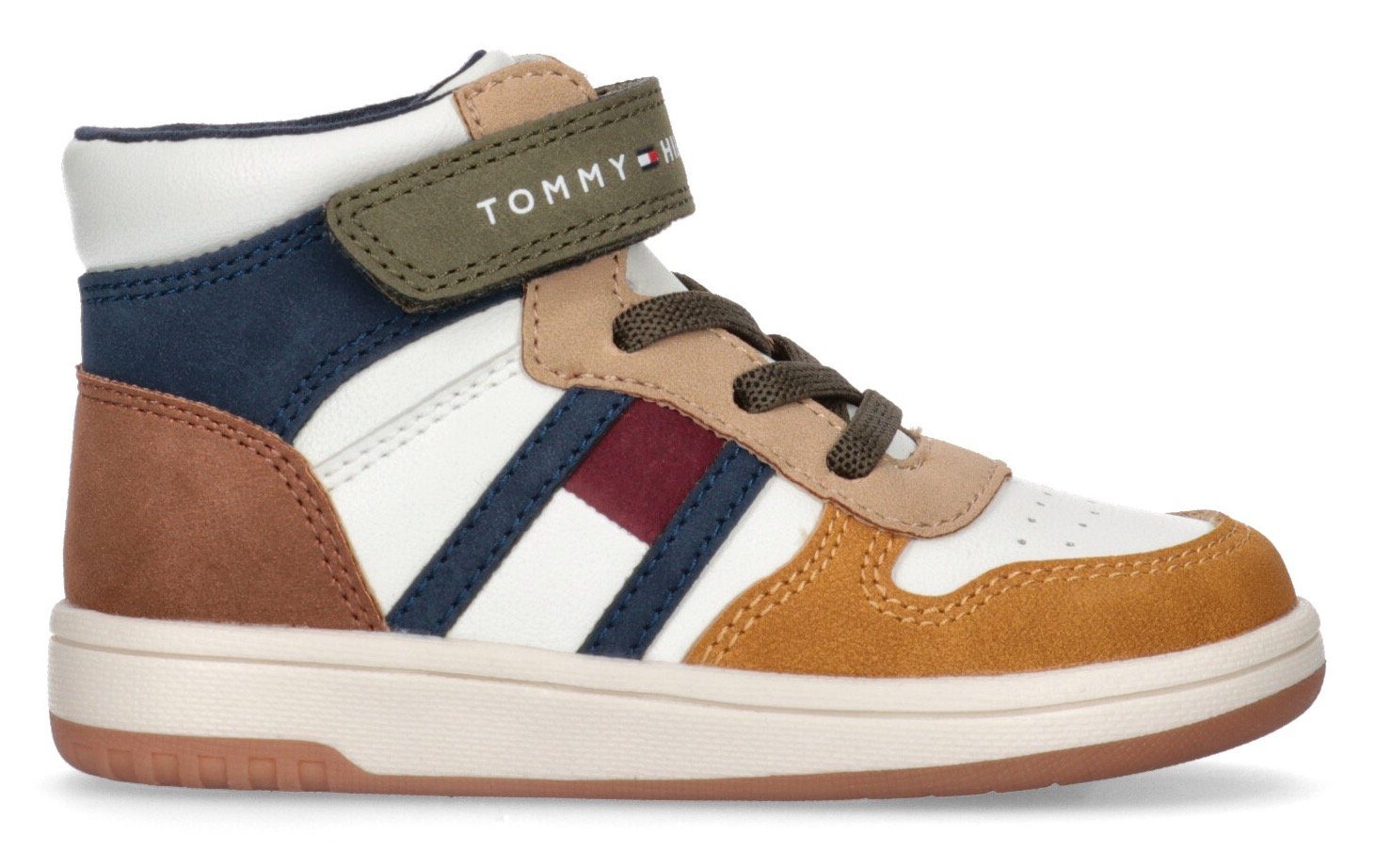 Tommy Hilfiger FLAG HIGH TOP modischen colorblocking Look Sneaker im LACE-UP/VELCRO SNEAKER