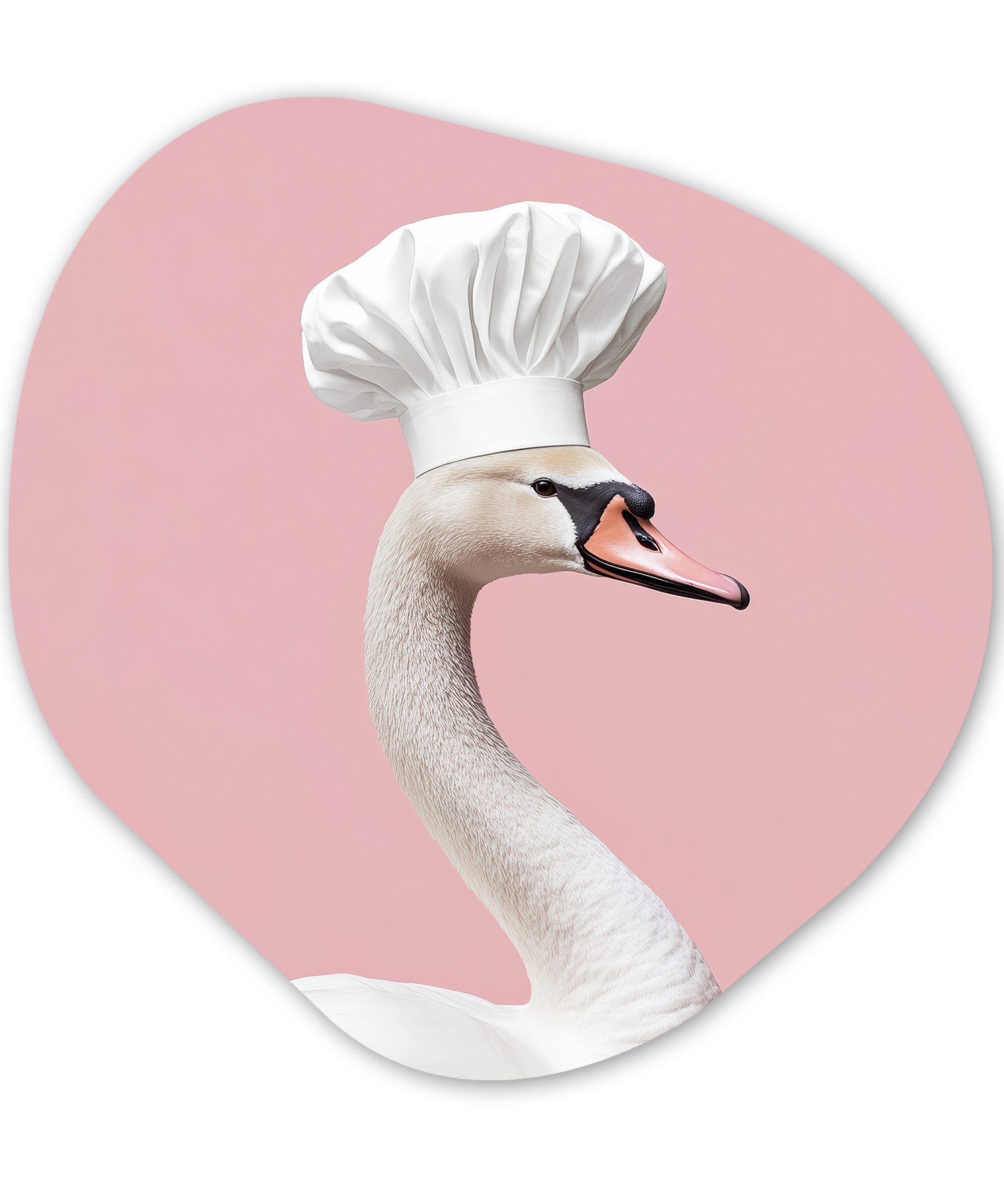 MuchoWow Gemälde Schwan - Kochmütze - Schön - Klassisch, Fotodruck (1 St), Wandbild Abstrakt, Wohnzimmer Schlafzimmer Wanddekoration, 40x40 cm
