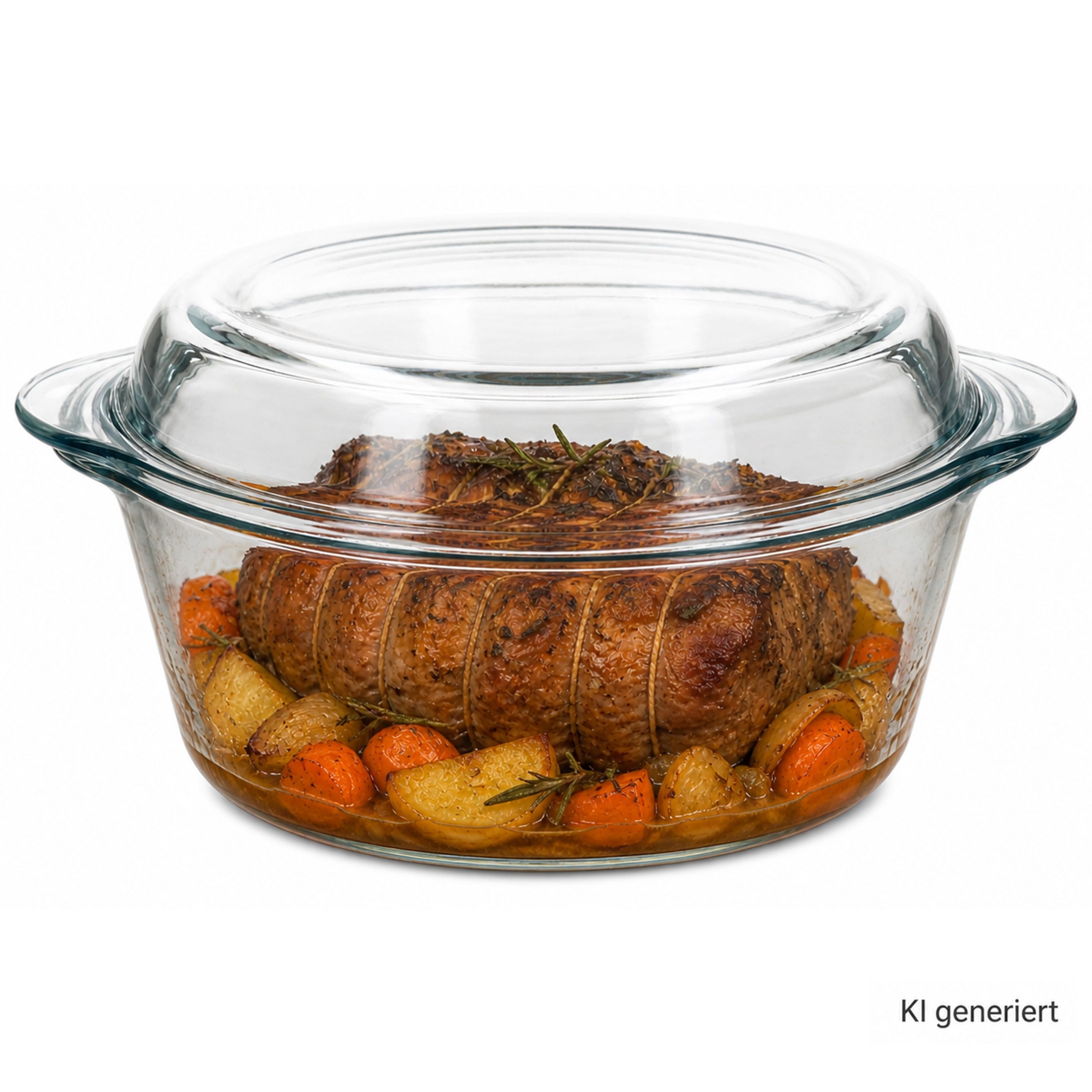MamboCat Auflaufform Borcam Brat- & Backform mit Deckel 2,1L rund Glas Auflaufform Bräter, Glas