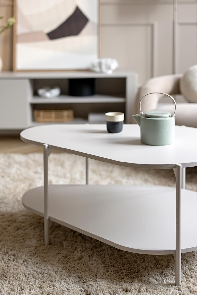 Compleo Couchtisch mit Regale PLAYAS, Modern Kaffeetisch für Wohnzimmer, 90 günstig online kaufen