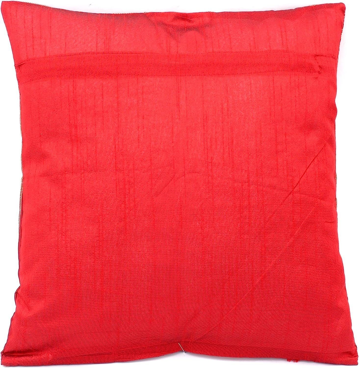 Ruwado Dekokissen - Handgefertigt Indien" Handgenäht aus aus "Handgewebt Indische Seide - und Kissenbezug Banarasi 40cmx40cm