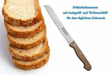 SMI Brotmesser Solingen 20 cm Brotmesser Wellenschliff Brötchenmesser Buchenholz