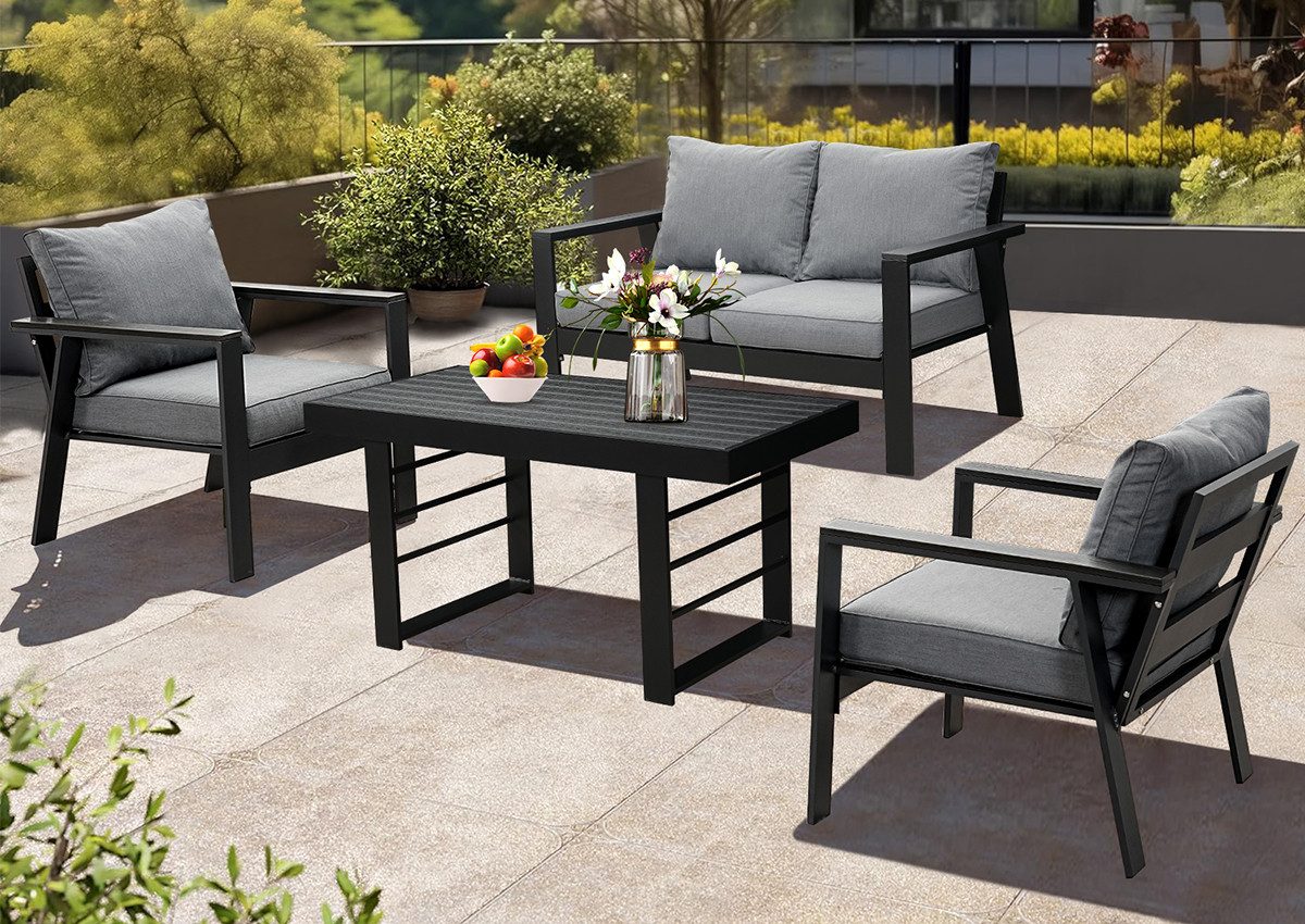 MeXo Gartenlounge-Set Gartenmöbel Set Aluminium Loungeset günstig online kaufen