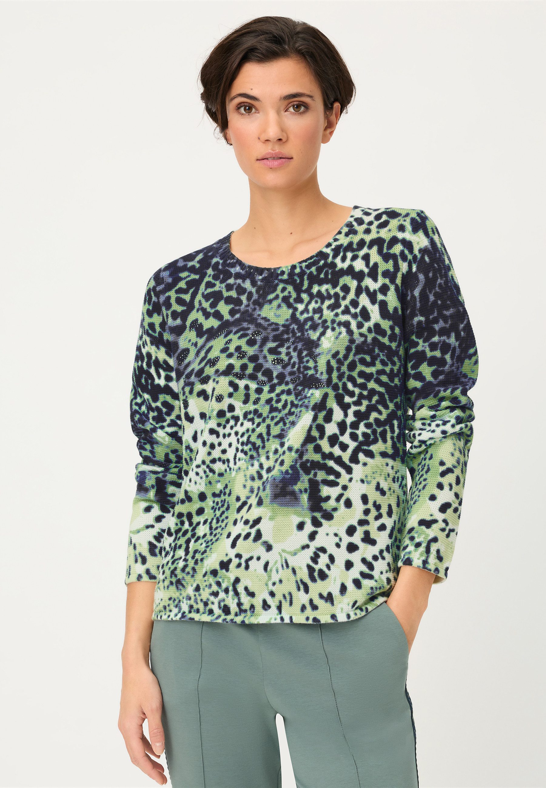 Olsen Strickpullover mit Panneaux-Print