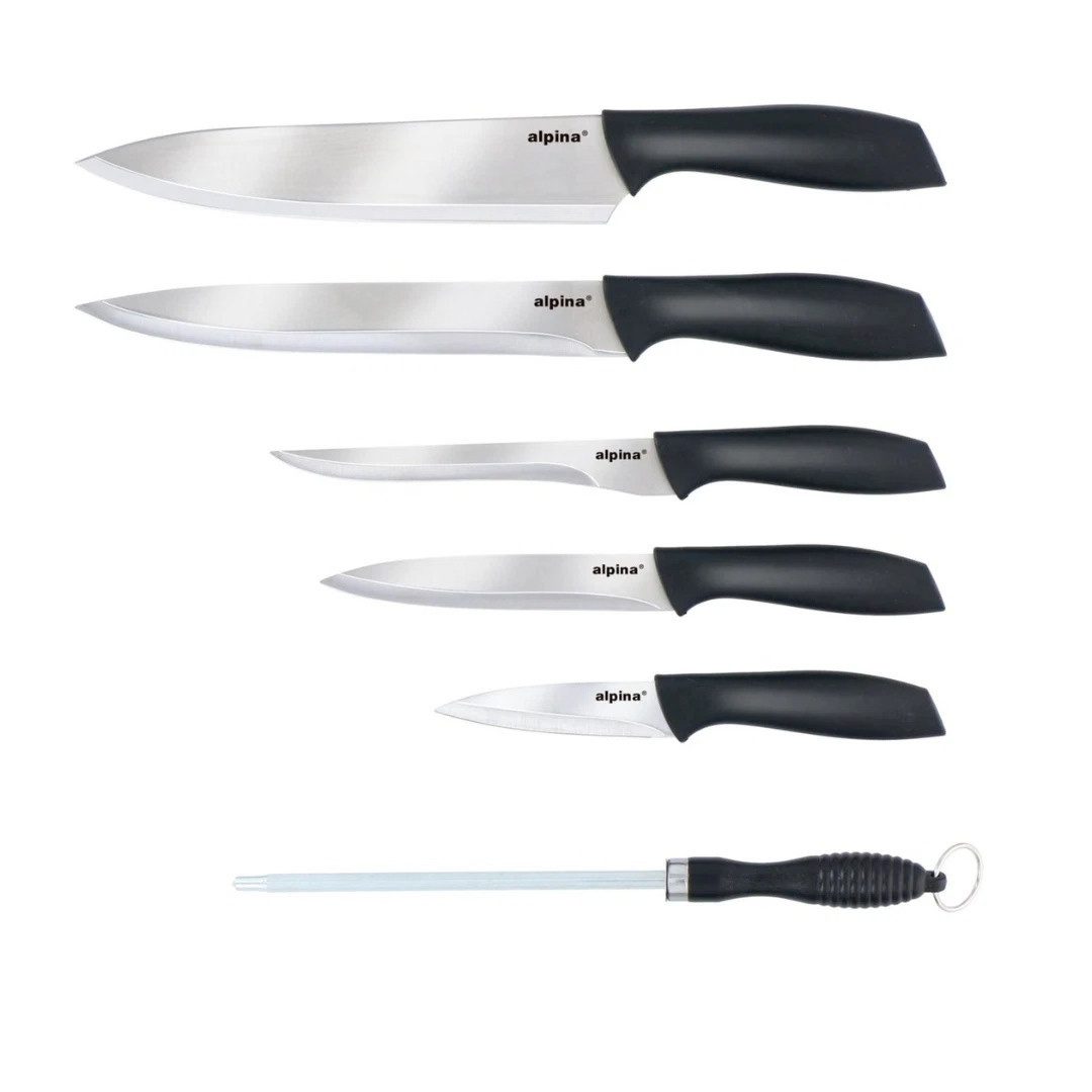 Alpina Kochmesser ALPINA Messer Set 8tlg. mit 5 Messern Schneidebrett Schärfer