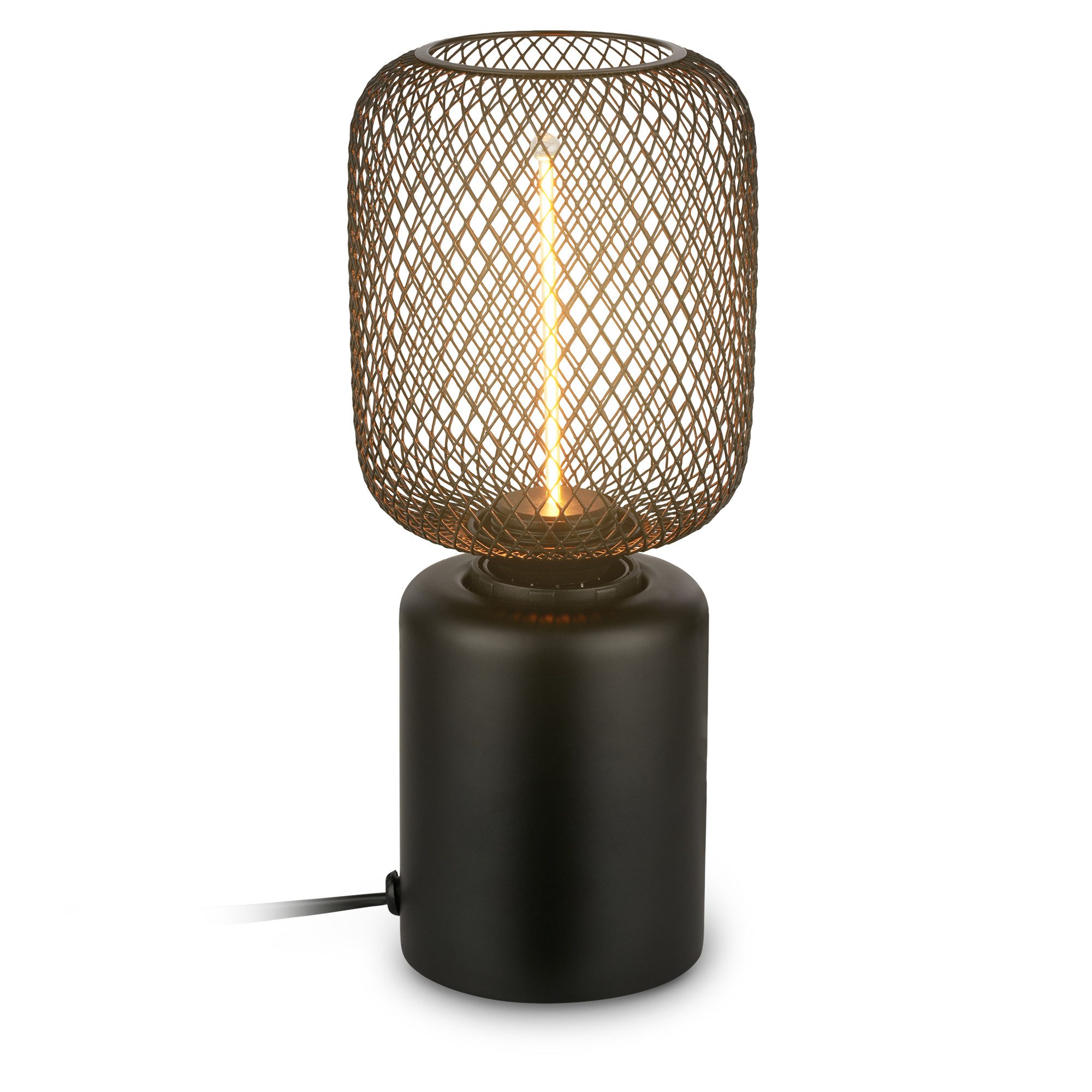 Briloner Leuchten LED Tischleuchte Tischlampe Drahtschirm Modern, LED wechselbar