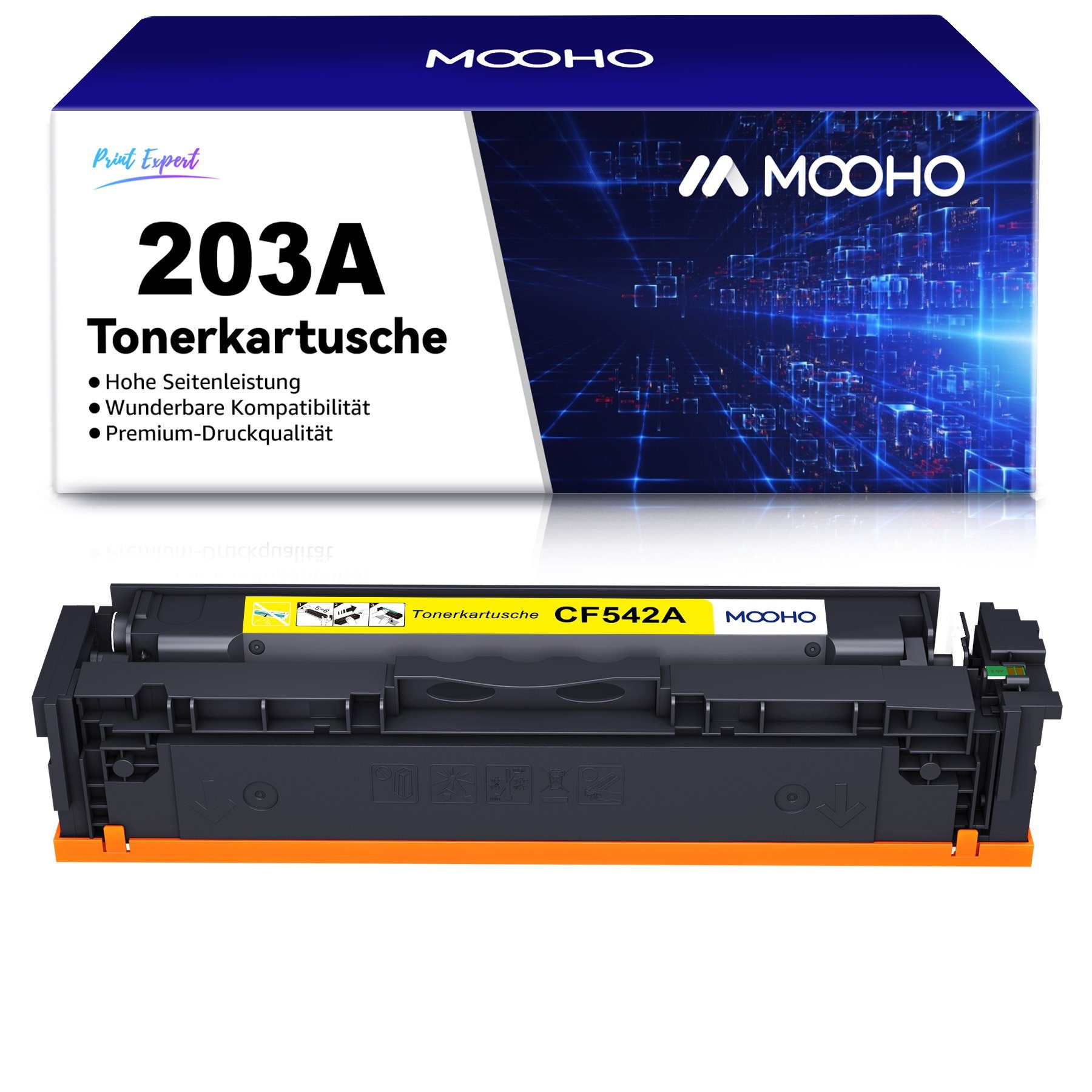 MOOHO Tonerkartusche für HP 203A CF540A Laserjet Pro MFP M280nw M281fdw 1x Gelb