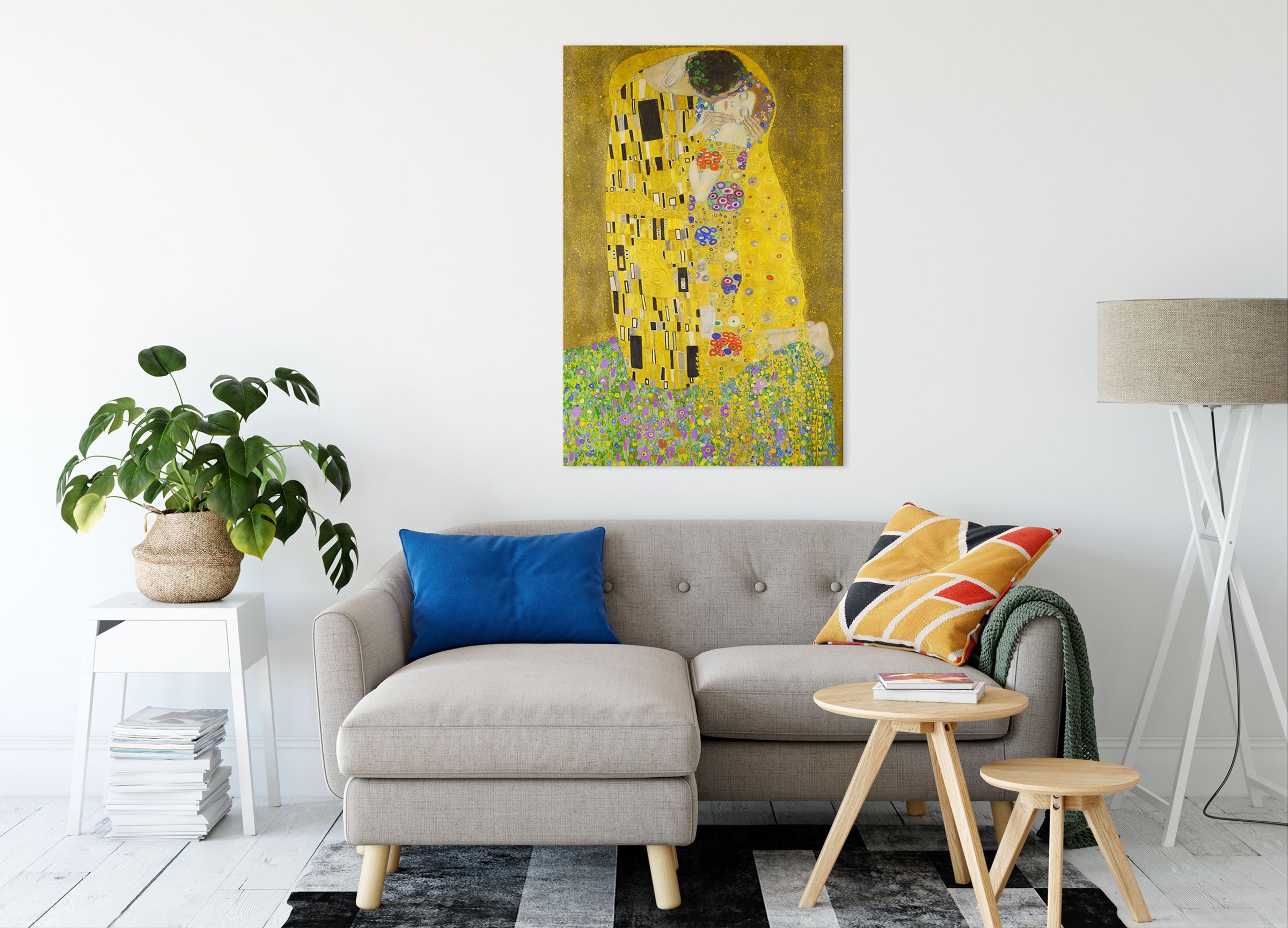 Pixxprint Leinwandbild Gustav Klimt - Der Kuss, Gustav Klimt - Der Kuss (1 St), Leinwandbild fertig bespannt, inkl. Zackenaufhänger – Bild 2 von 5
