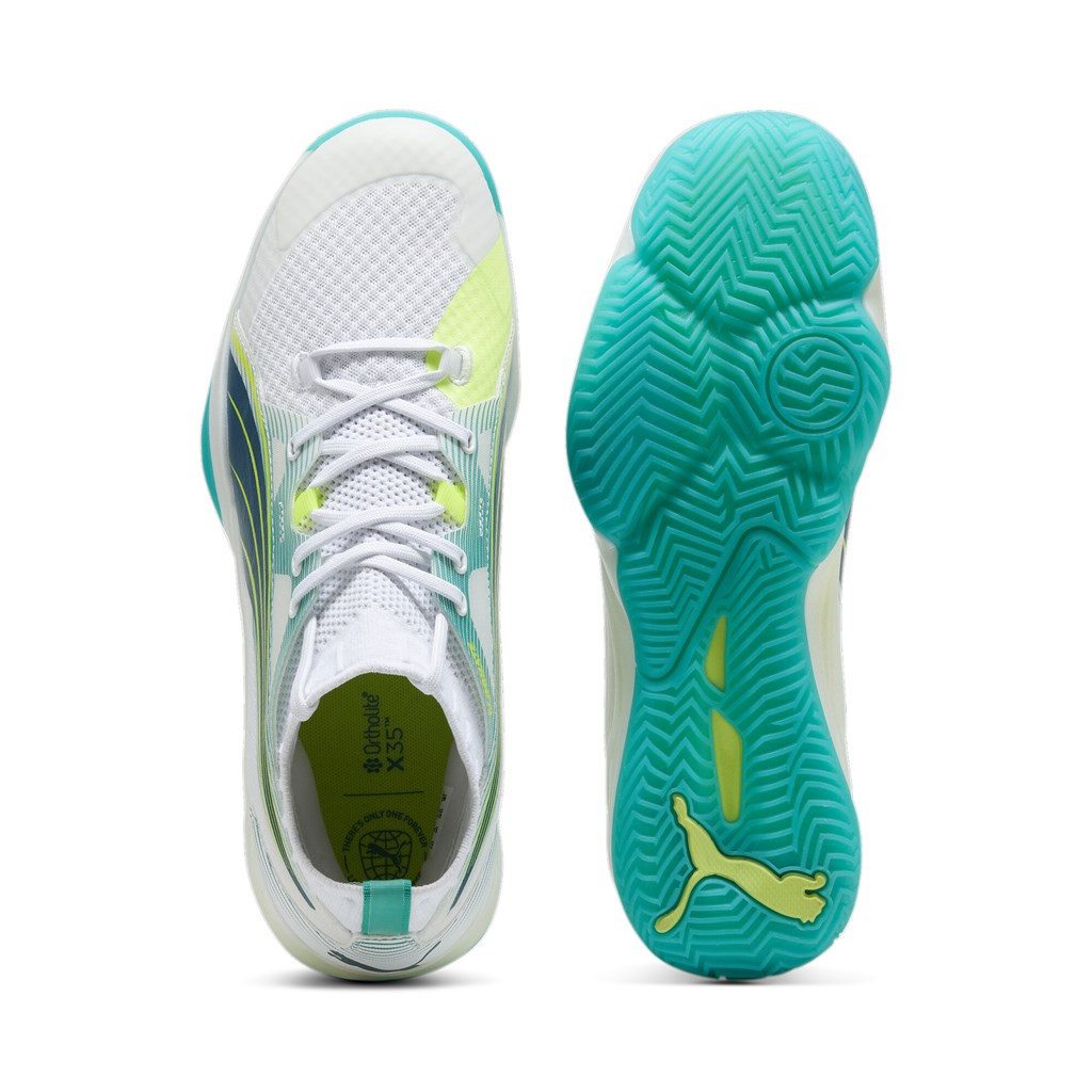 PUMA Hallen-Indoorschuhe Eliminate Nitro SQD weiss/oceanblau Herren Badmintonschuh
