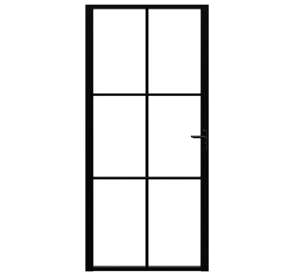 Thumbnail - vidaXL Haustür Innentür ESG Glas und Aluminium 93x201,5 cm Schwarz (1-St)