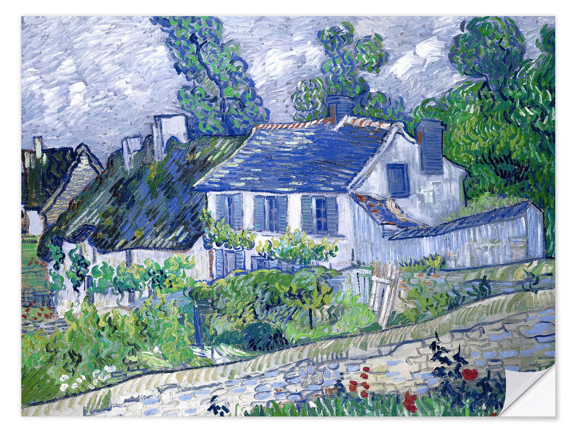 Posterlounge Wandbild Häuser in Auvers, Vincent van Gogh, erhältlich als Poster, Leinwandbild, Wandsticker oder Acrylglasbild