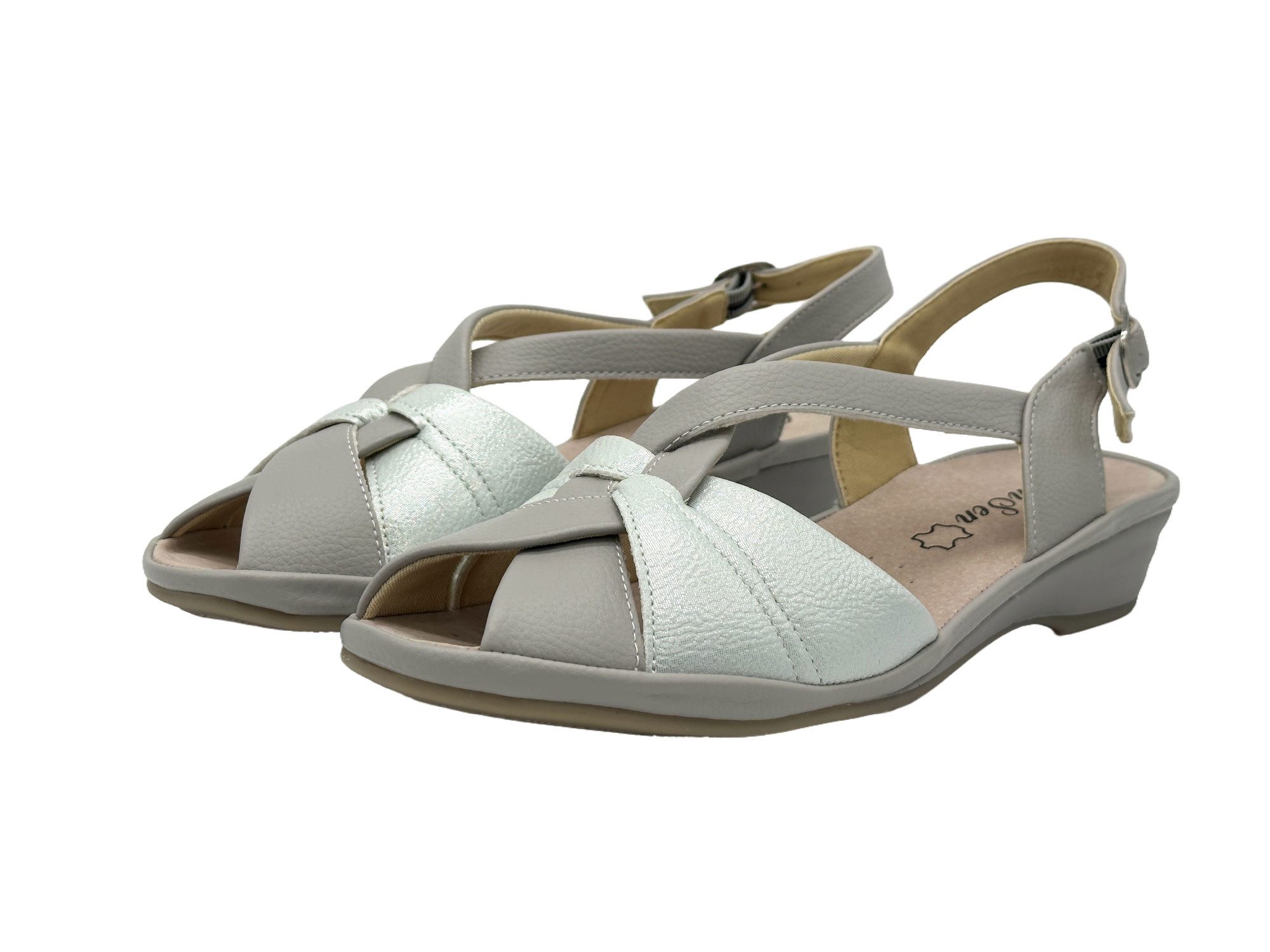 Nowaland Damen Komfort Sandalen mit T-Steg – Leichte Sommerschuhe Sandale Lederdecksohle, verstellbarer Riemen, leichter Keilabsatz