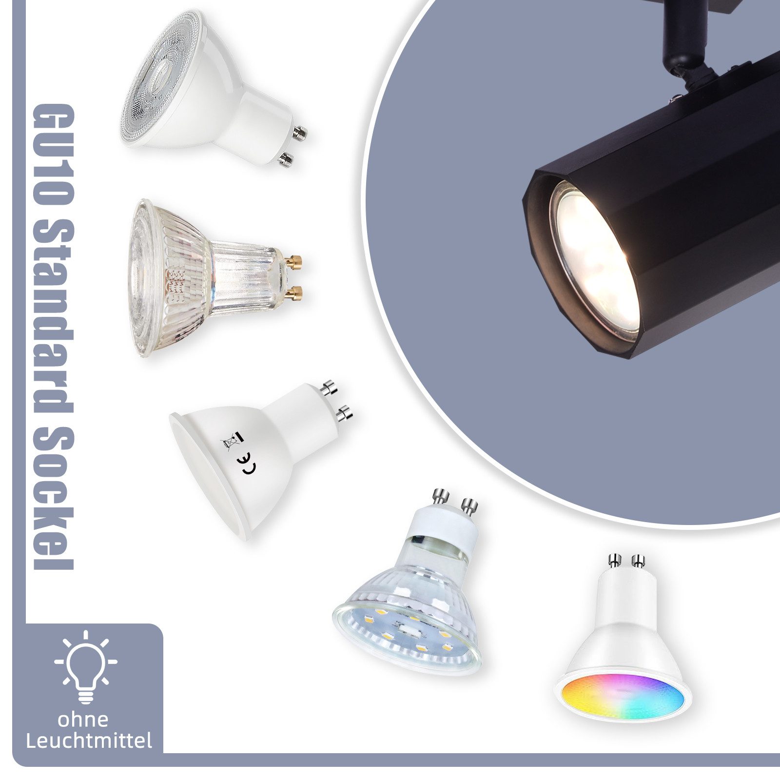 Nettlife Deckenstrahler 1 Flammig Schwarz Deckenstrahler Vintage Metall GU1 günstig online kaufen