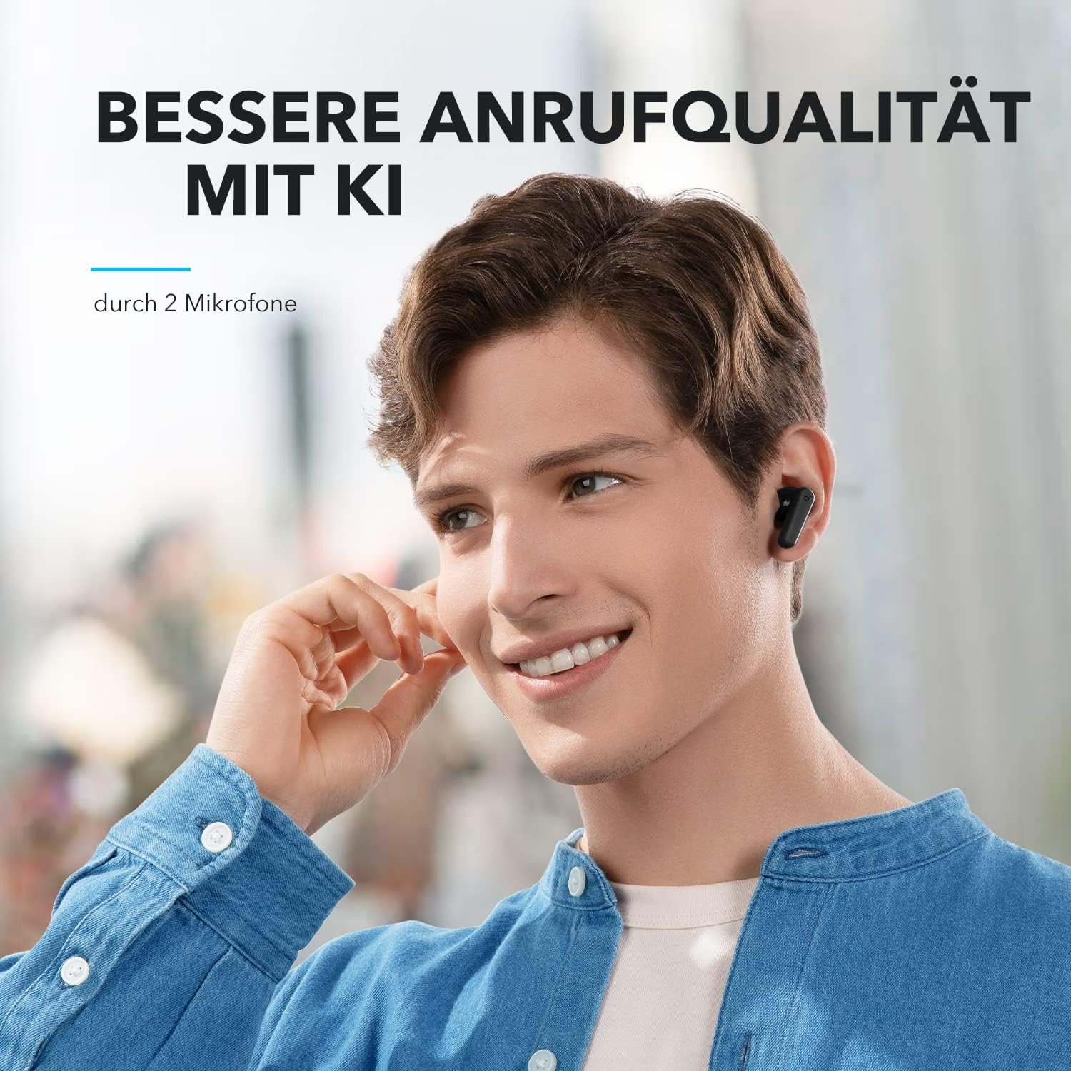 SoundCore by Anker P20i Kabellose in-Ear Anpassbarer EQ, 30 Std. Spielzeit Bluetooth-Kopfhörer (Bluetooth 5.3 IPX5 wasserfest, 2 Mikros mit KI, einzeln verwendbar)