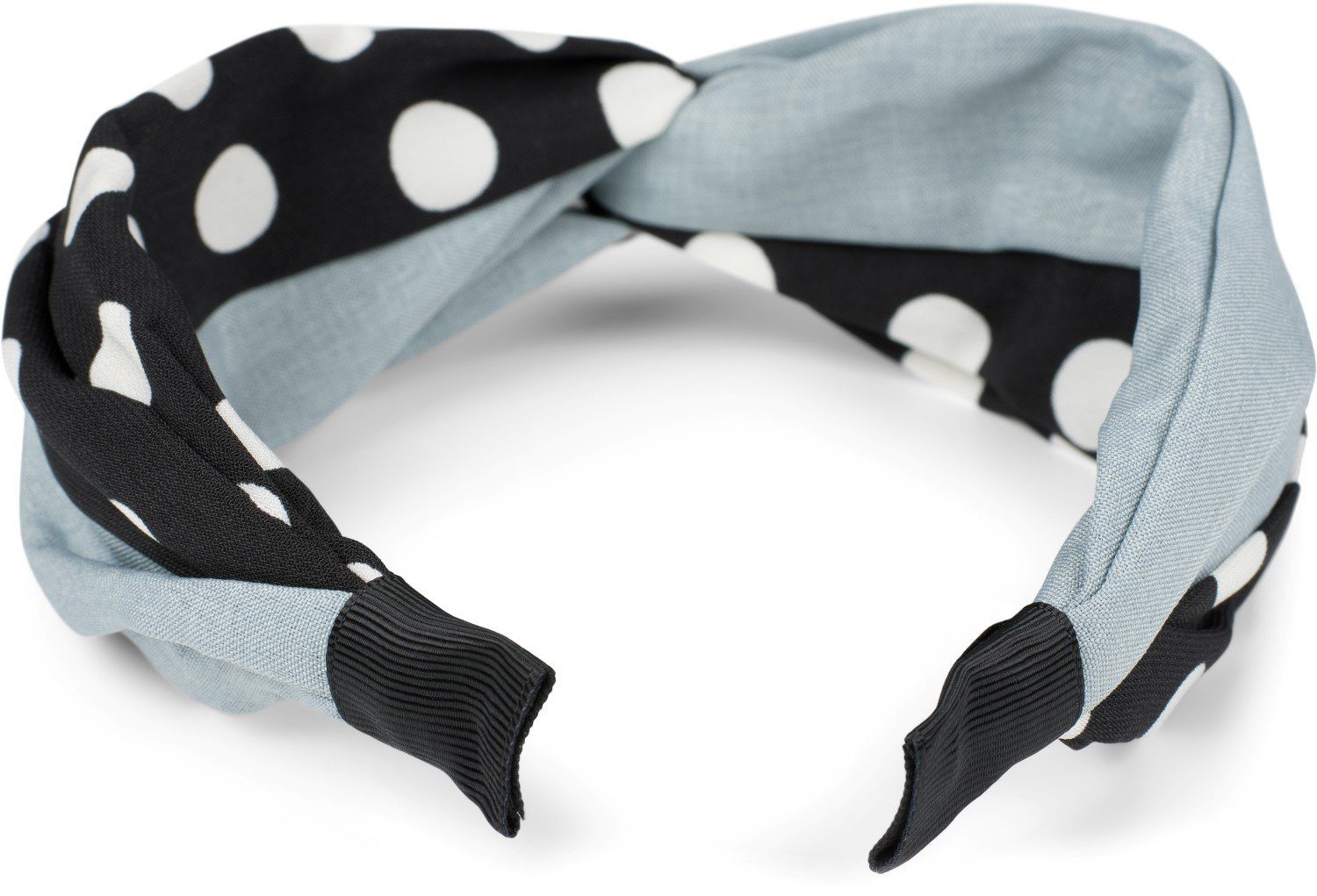 Polka-Dots Twistknoten 1-tlg., Haarband, und mit Grau-Schwarz-Weiß Haarreif styleBREAKER