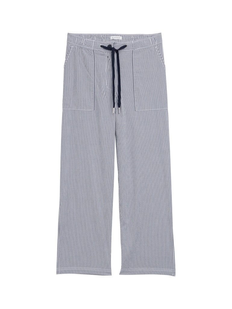 TOM TAILOR Chinos straight leg seersucker pants navy seersucker stripe