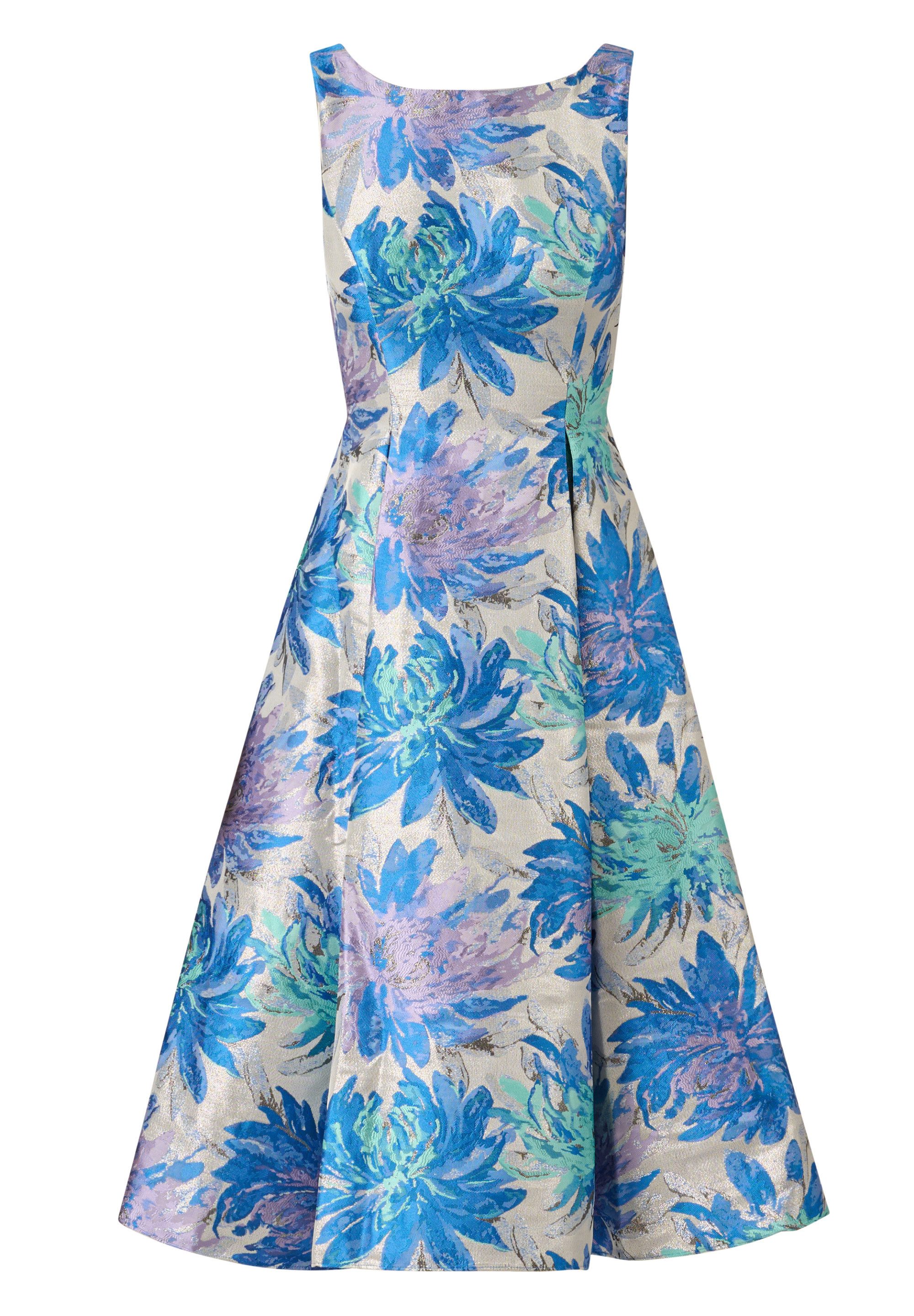 Adrianna Papell Abendkleid Jacquard Tea Length Dress Leuchtendes Jacquard-Kleid in Fit-and-Flare-Form