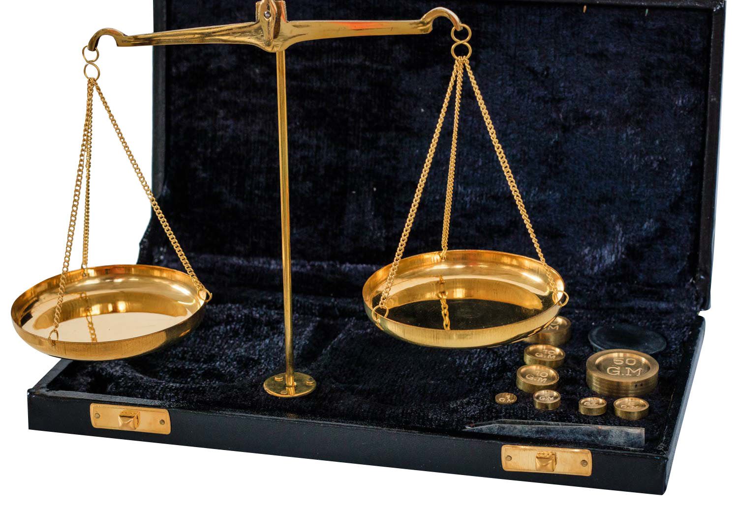Dekoobjekt Waage Feinwaage Goldwaage im Etui Apothekerwaage im Antik-Stil 22cm De