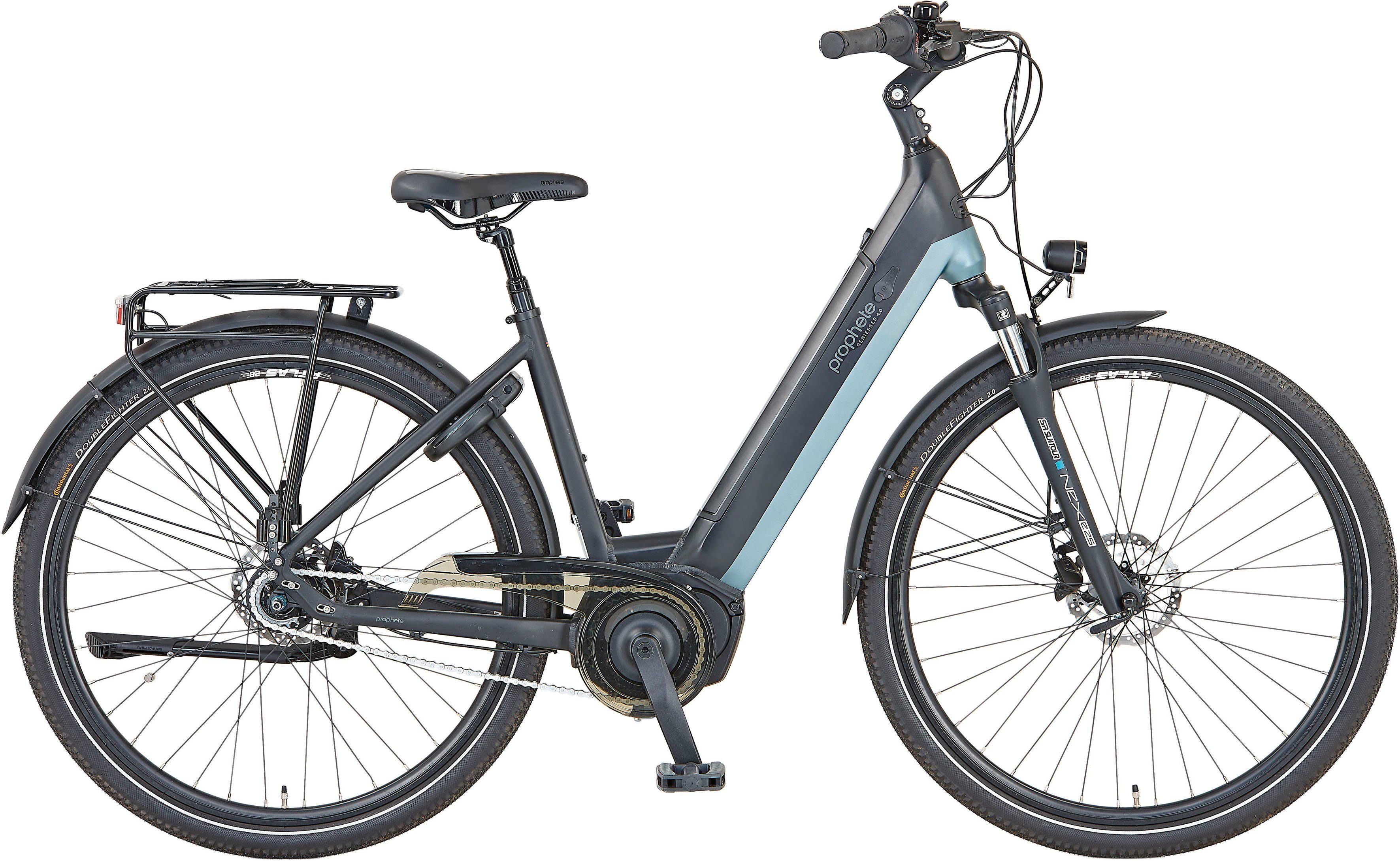 Prophete E-Bike Geniesser 4.0, 7 Gang Shimano Nexus Schaltwerk, Nabenschaltung, Mittelmotor, 540 Wh Akku, Pedelec, E-Bike für Damen, Cityrad, inkl. Rahmenschloss ART zertifiz.