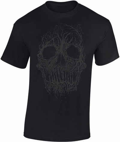 Baddery Print-Shirt Totenkopf Shirt - Tree Skull - Horror Skull Halloween Death, hochwertiger Siebdruck, auch Übergrößen, aus Baumwolle
