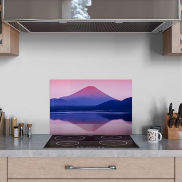 DEQORI Küchenrückwand 'See Motosu und Mt. Fuji', Glas Spritzschutz Badrückwand Herdblende