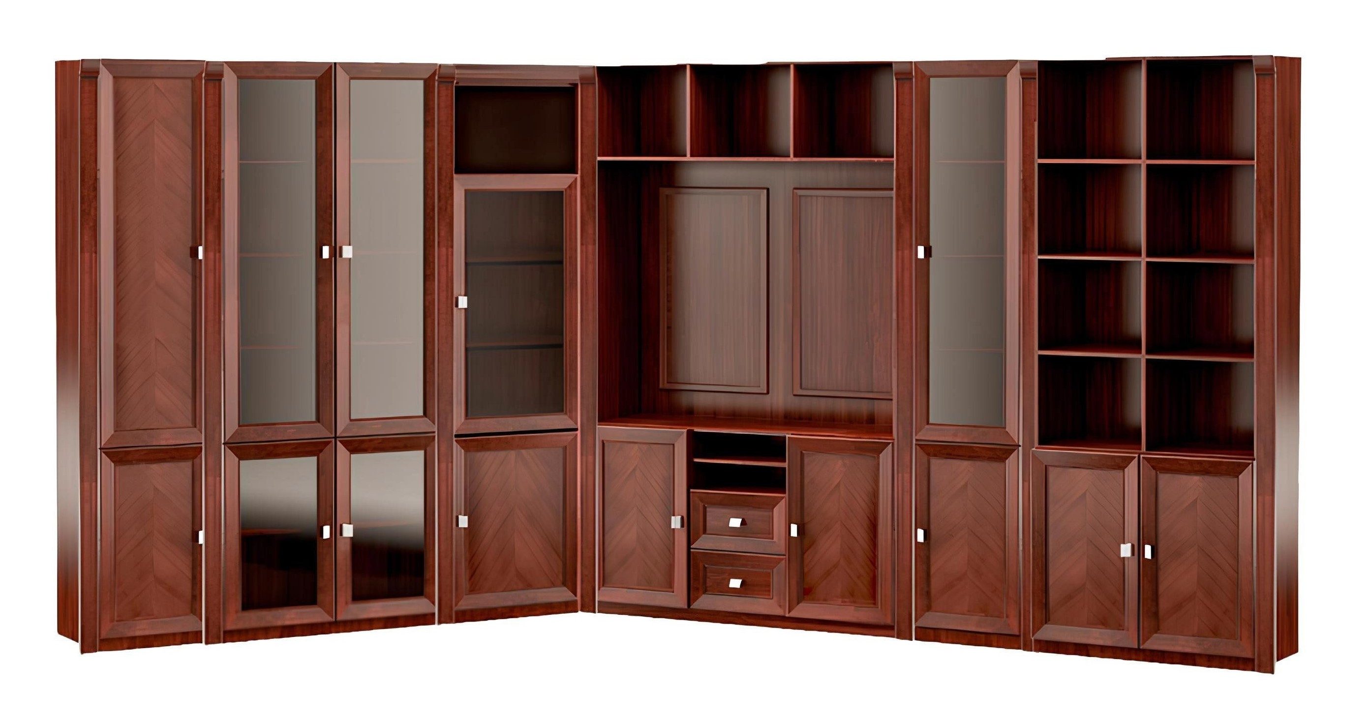 JVmoebel Eckschrank Massivholz Eckschrank mit Regalen für Büromaterial und Dokumente (1-St., Büro-Eckschrank) Made in Europa