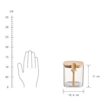 BUTLERS Vorratsglas COMPOSITION 2x Vorratsgläser 750ml, Borosilikatglas, Bambus, Silikon