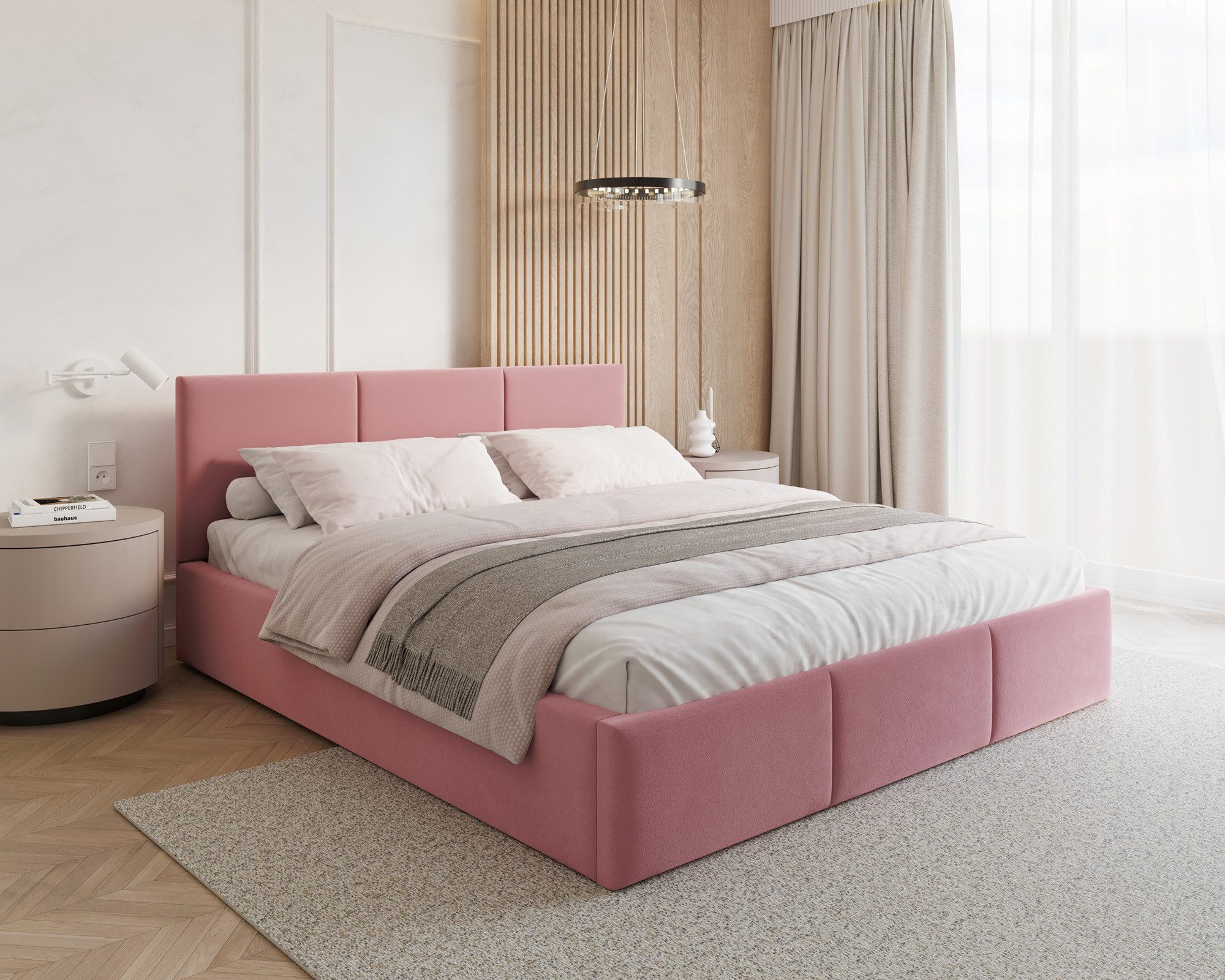 thematys Polsterbett mit Bettkasten & Lattenrost – Stauraumbett Velours 120x200–180x200 (Optional mit 28 cm H3/H4 Taschenfederkern oder 23 cm Taschenfederkern-Matratze H2)