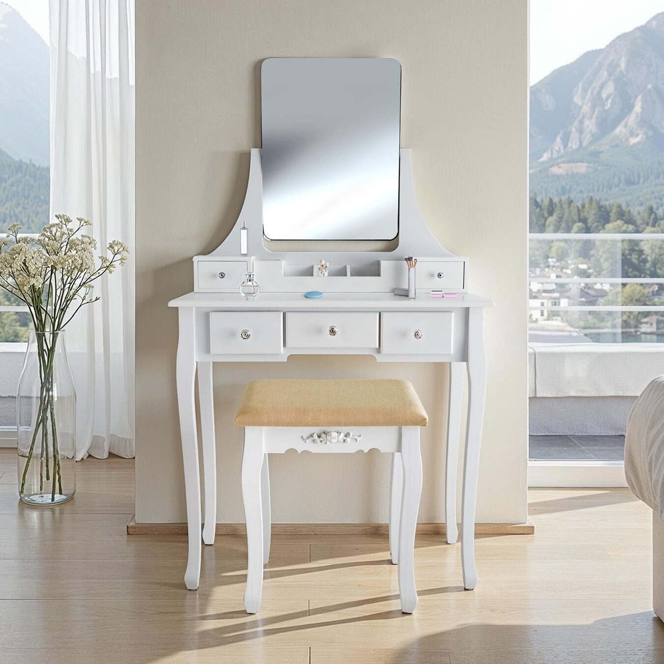 tectake Schminktisch Frisiertisch Claire mit Hocker (1-St., 2 tlg), Edler S günstig online kaufen