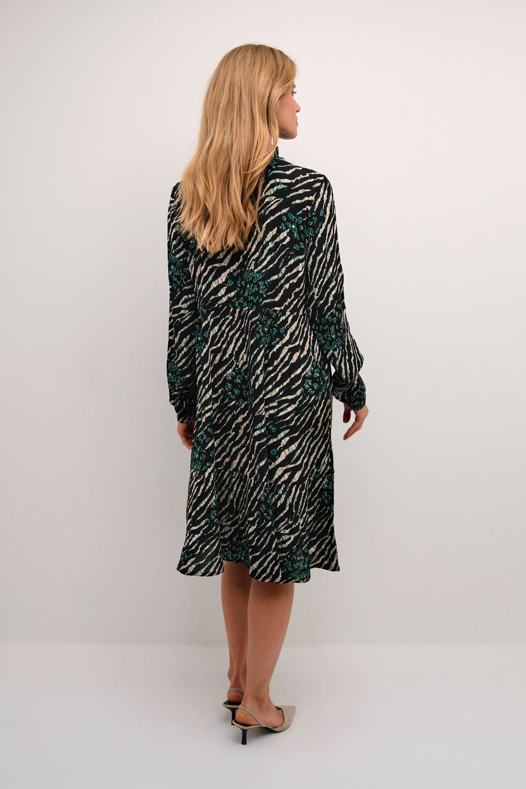 KAFFE Jerseykleid KAamber Green Animal / Black Print Kleid