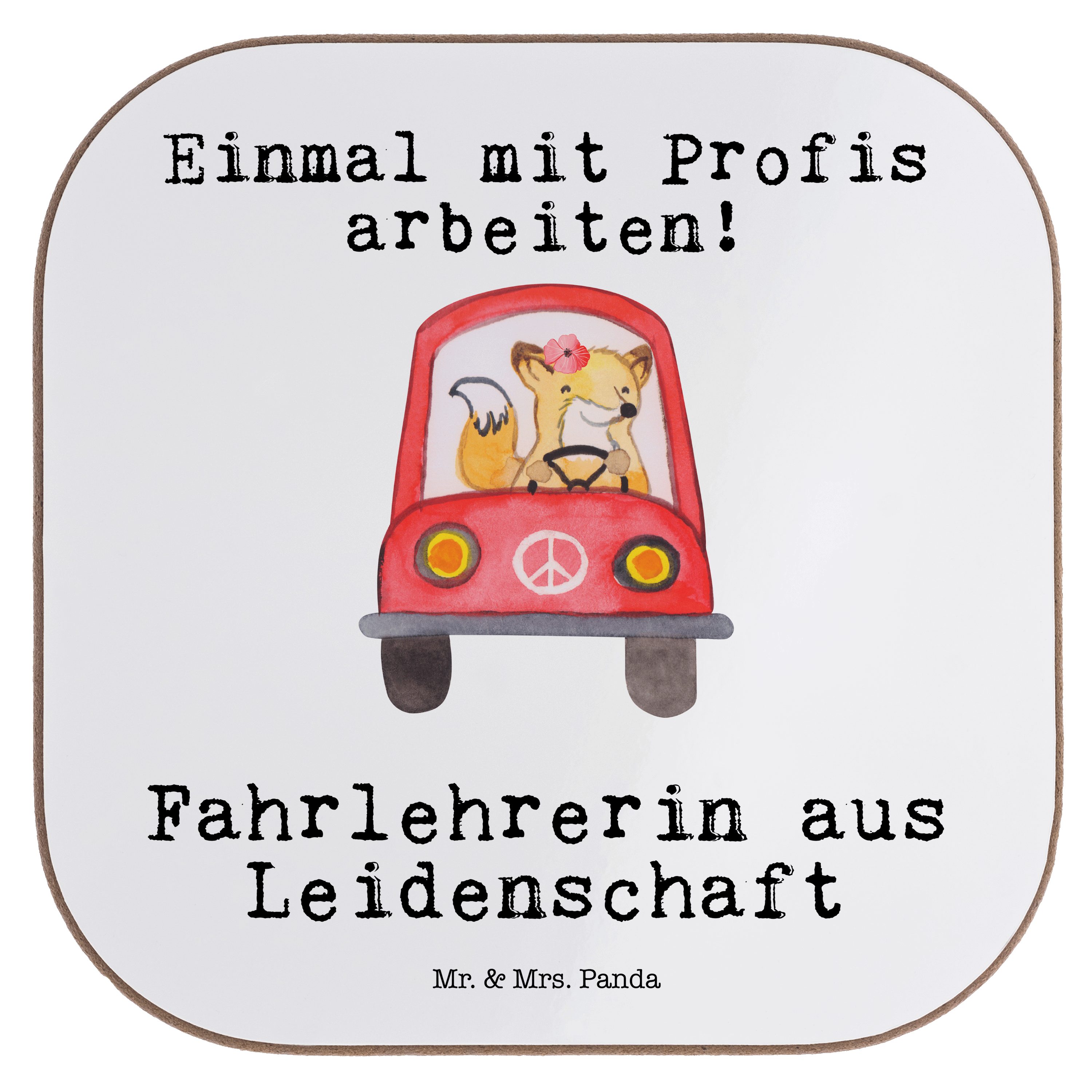 - & aus Panda Fahrschule, Mrs. 1-tlg. Fahrlehrerin Weiß Schenken, Leidenschaft - Mr. Getränkeuntersetzer Geschenk,