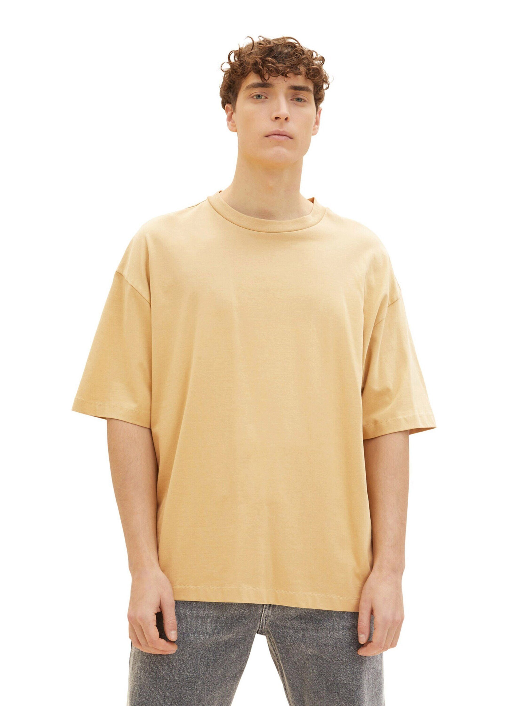 T-Shirt (1-tlg) brown Denim TOM rice TAILOR