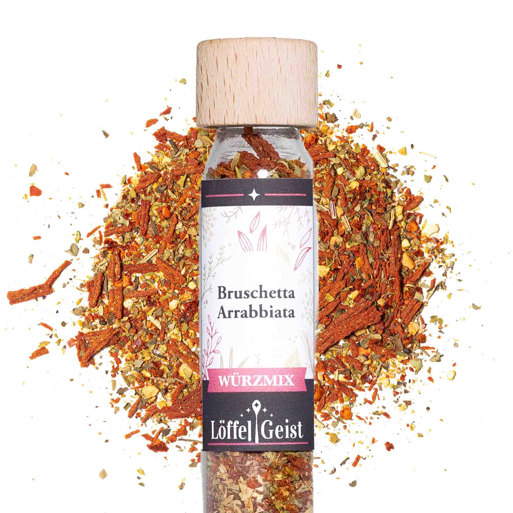 Löffelgeist Gewürz Bruschetta Arrabbiata(27g im praktischen Dosierglas)