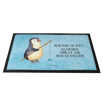 Fußmatte Pinguin Angler - Eisblau - Geschenk, Fußabstreifer, Motivation, Haust, Mr. & Mrs. Panda, Höhe: 0.6 mm