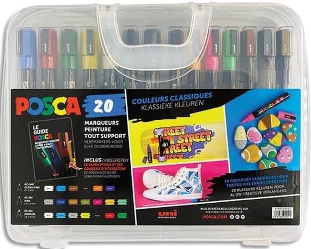 POSCA Marker Classic 20-Stück-Set - In Koffer, (Set, 20-tlg), inklusive Etui, ideal auch als Geschenk
