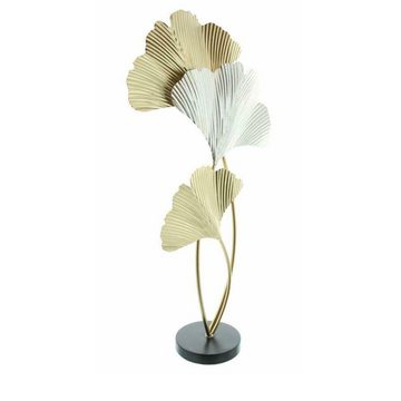 Home-trends24.de Dekofigur Metalldeko Ginkgo Blätter Objekt Figur Skulptur Gold Weiss Deko 61 cm