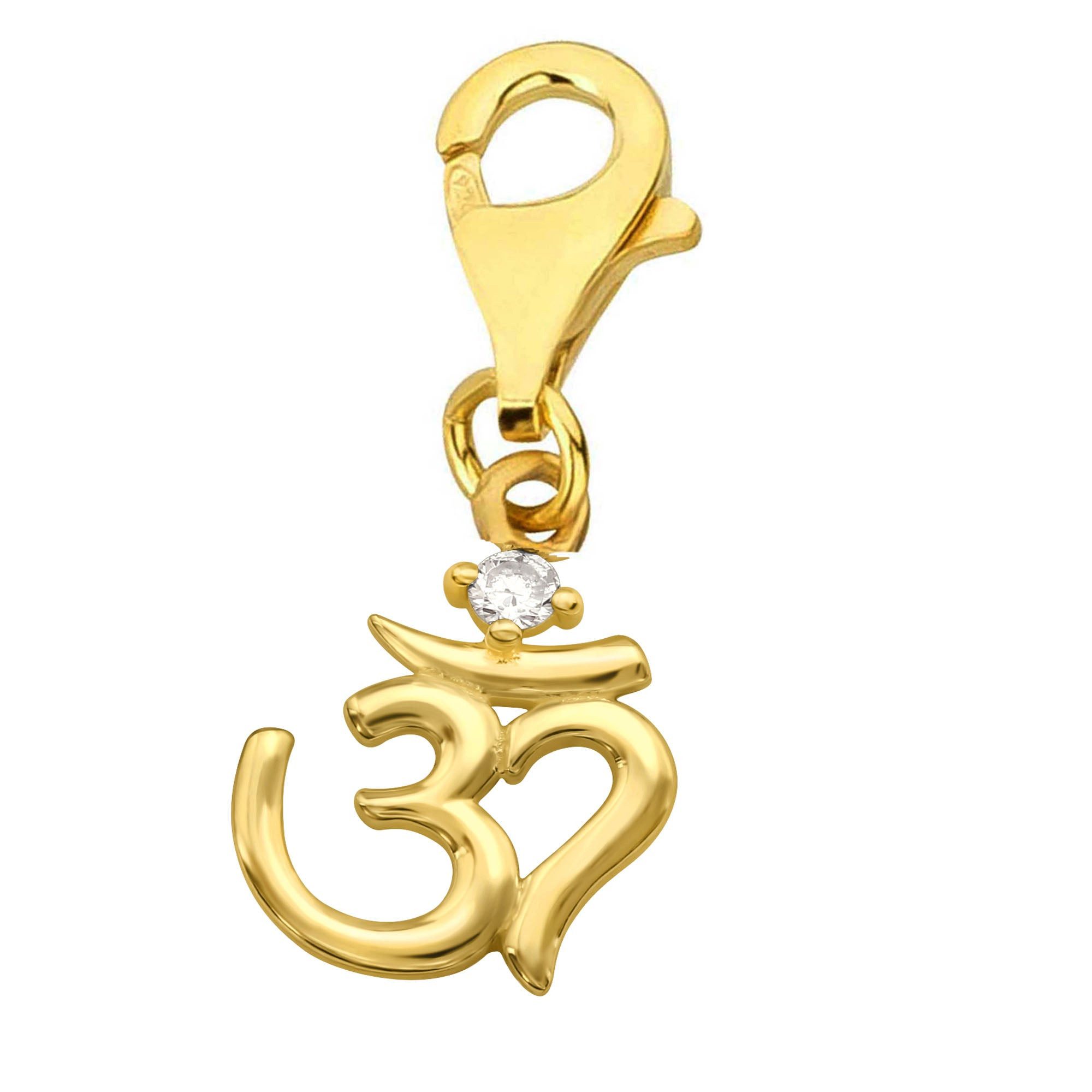 Charm-Einhänger Charm Anhänger Symbol Om 925 Silber vergoldet